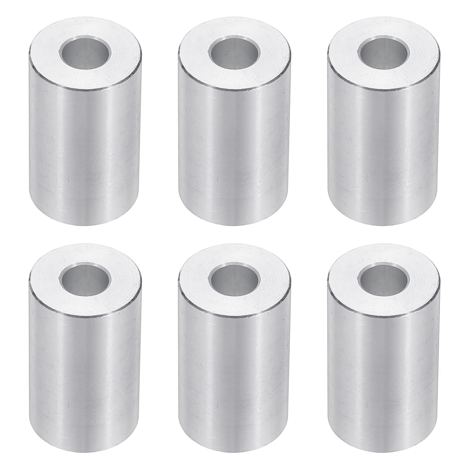 PATIKIL M6 Aluminum Spacers, 6pcs 1/4" x 5/8" Round Metal Spacers for 1/4 or M6 Screw Bolts, Unthreaded Standoff Bushing 1"L