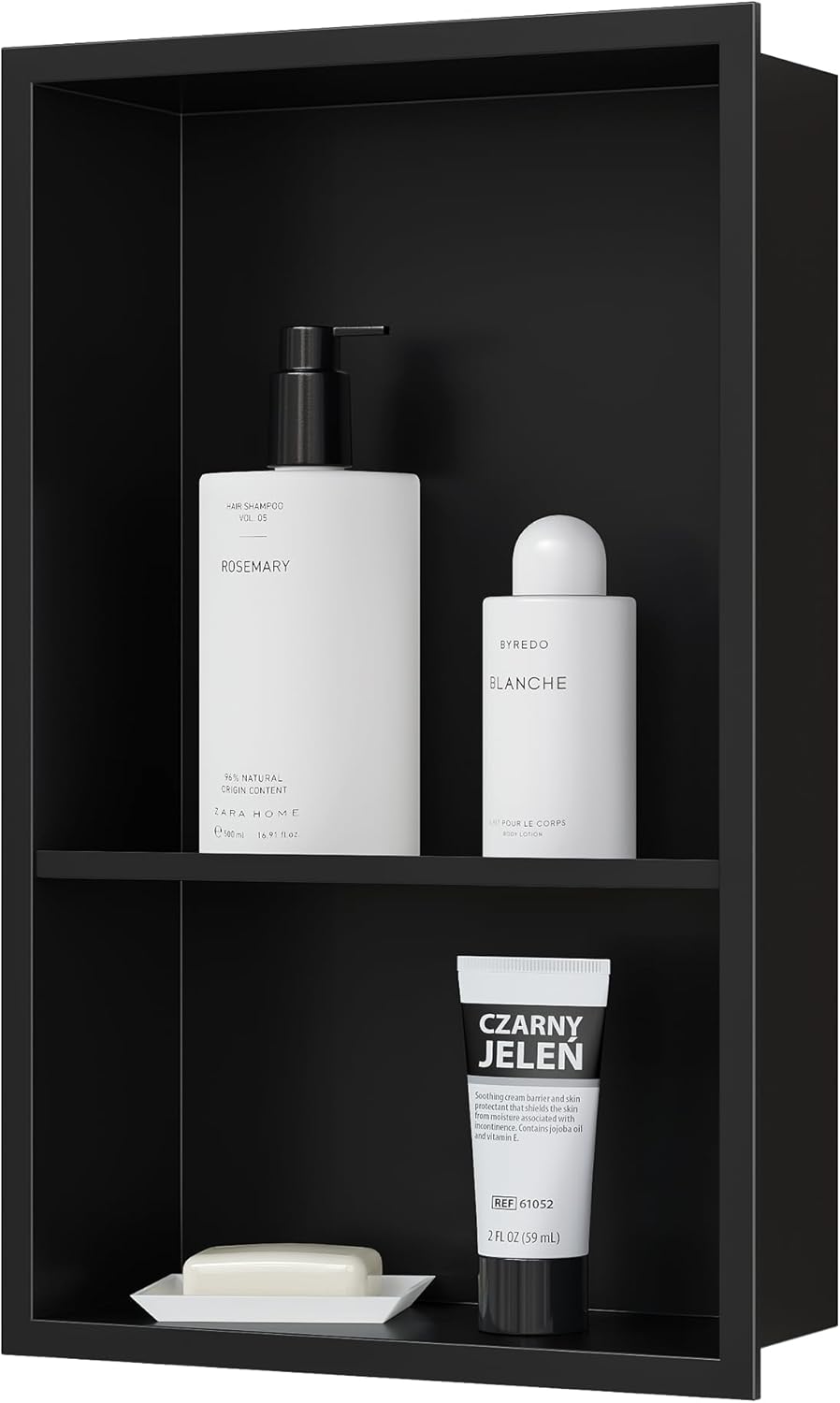 Stainless Steel Shower Niche 18" X 12", No Tile Needed Wall Niche Double Shelves, Recessed Shower Shelf for Bathroom Storage, Matte Black Matte Black 12X18"