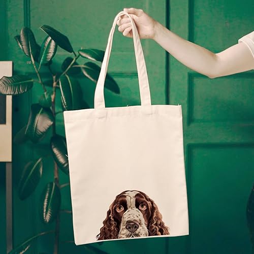 Vista 88 de WIRESTER Bolsa de lona para mujeres y niñas, bolsa de playa, comestibles y viajes, lindo perro