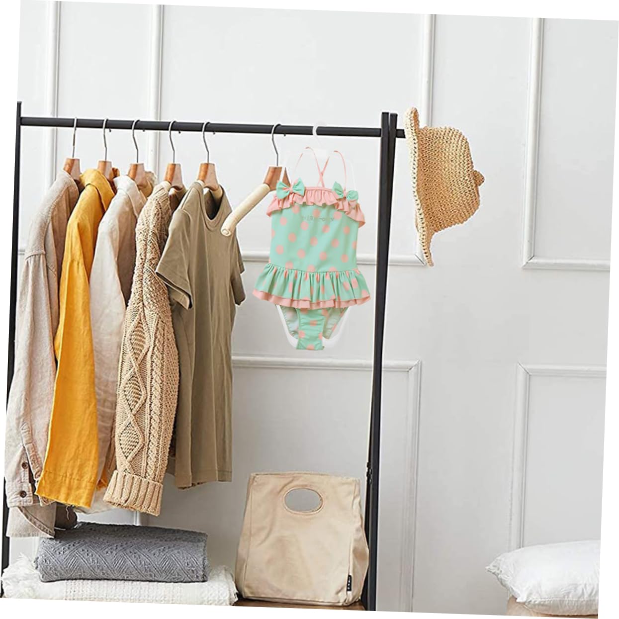 Perchas de Plástico para Niños 10 Piezas Color Marfil para Ropa de Baño