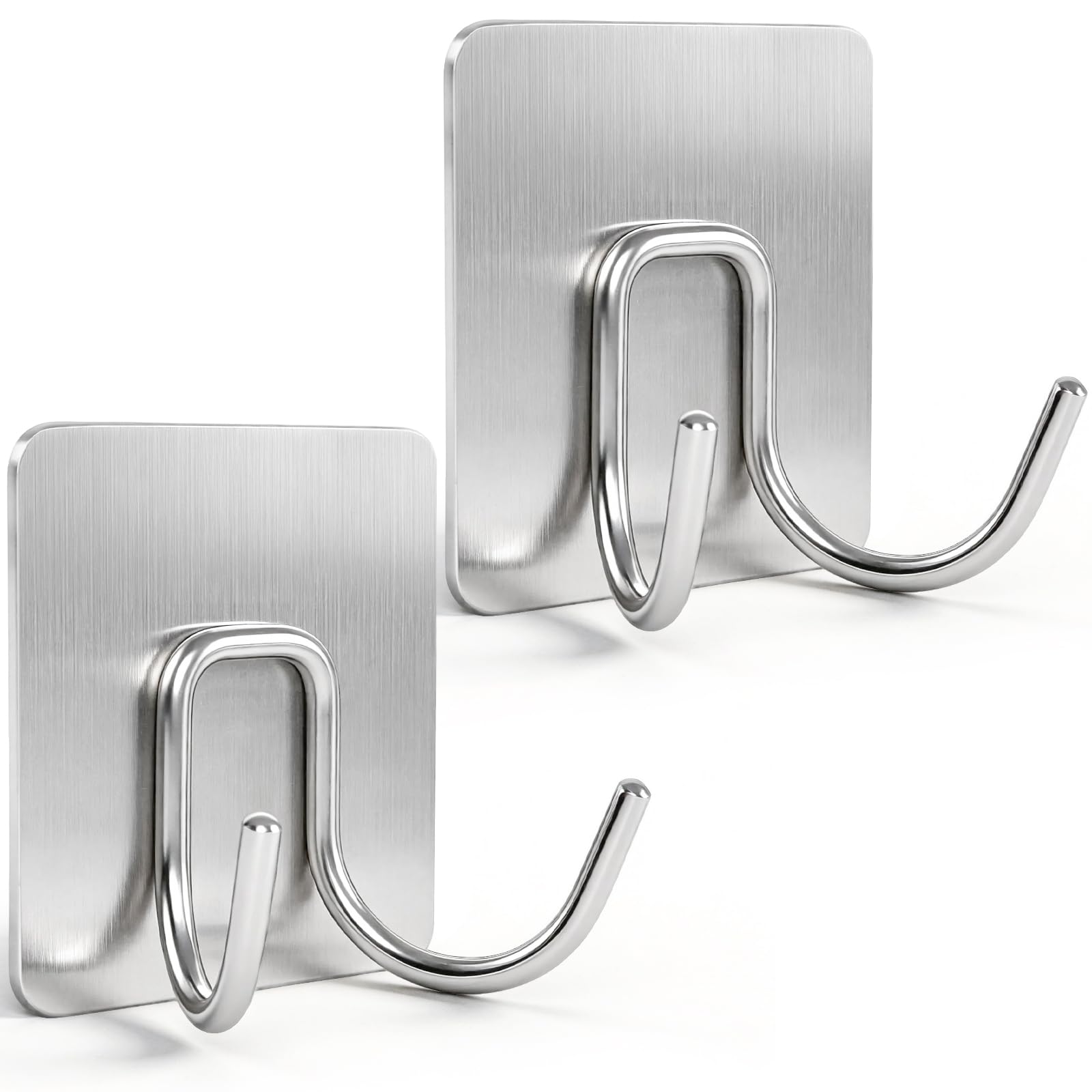 ikapanoa Large Self Adhesive Hooks 10KG Extra Sticky, 2 Pack - Silver