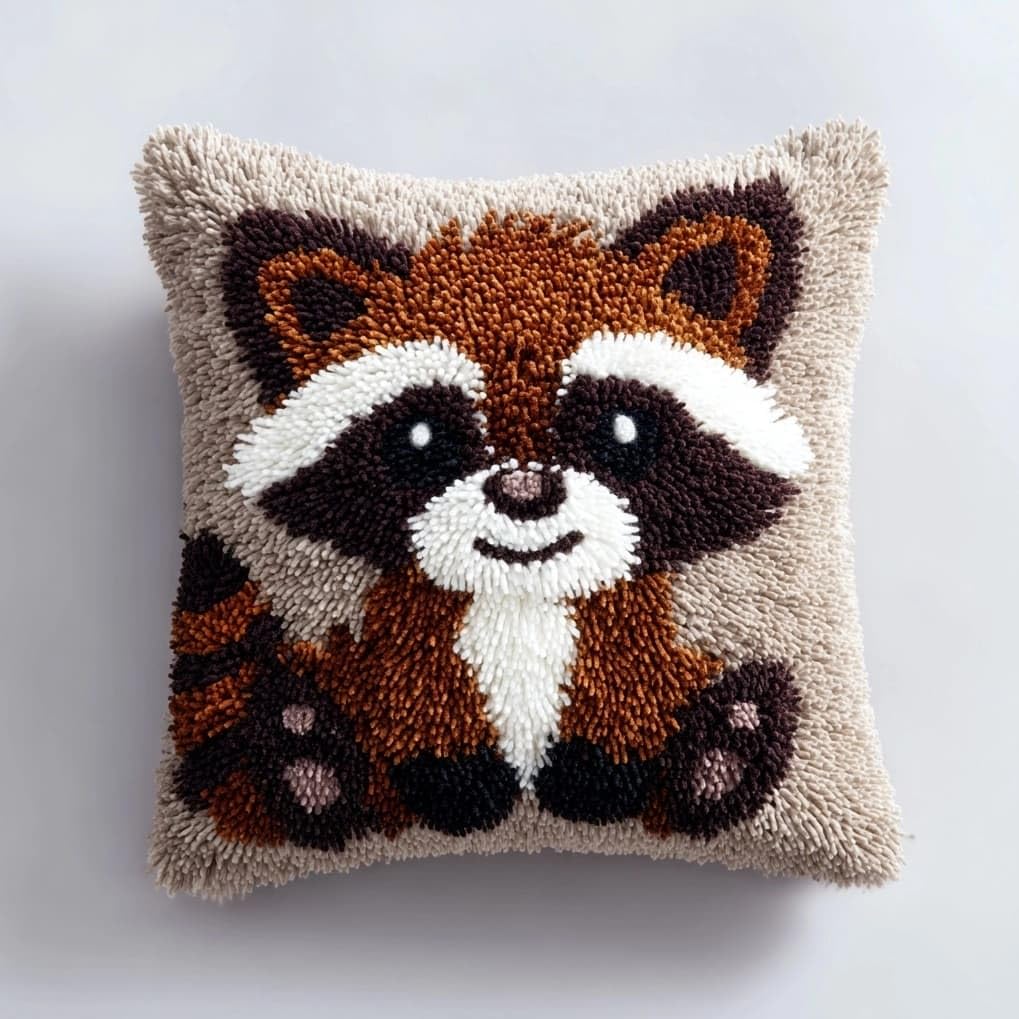 Axiangzik Animal Raccoon 17X17in Latch Hook Kits For Adults Beginners,