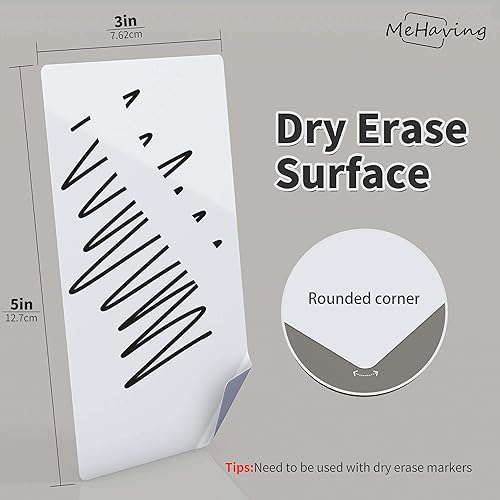 Miniatura 3 de Mehaving Bloc de notas adhesivas de borrado en seco de 3 x 5 pulgadas, 36 calcomanías reutilizables para nevera, puerta, escritorio, oficina,