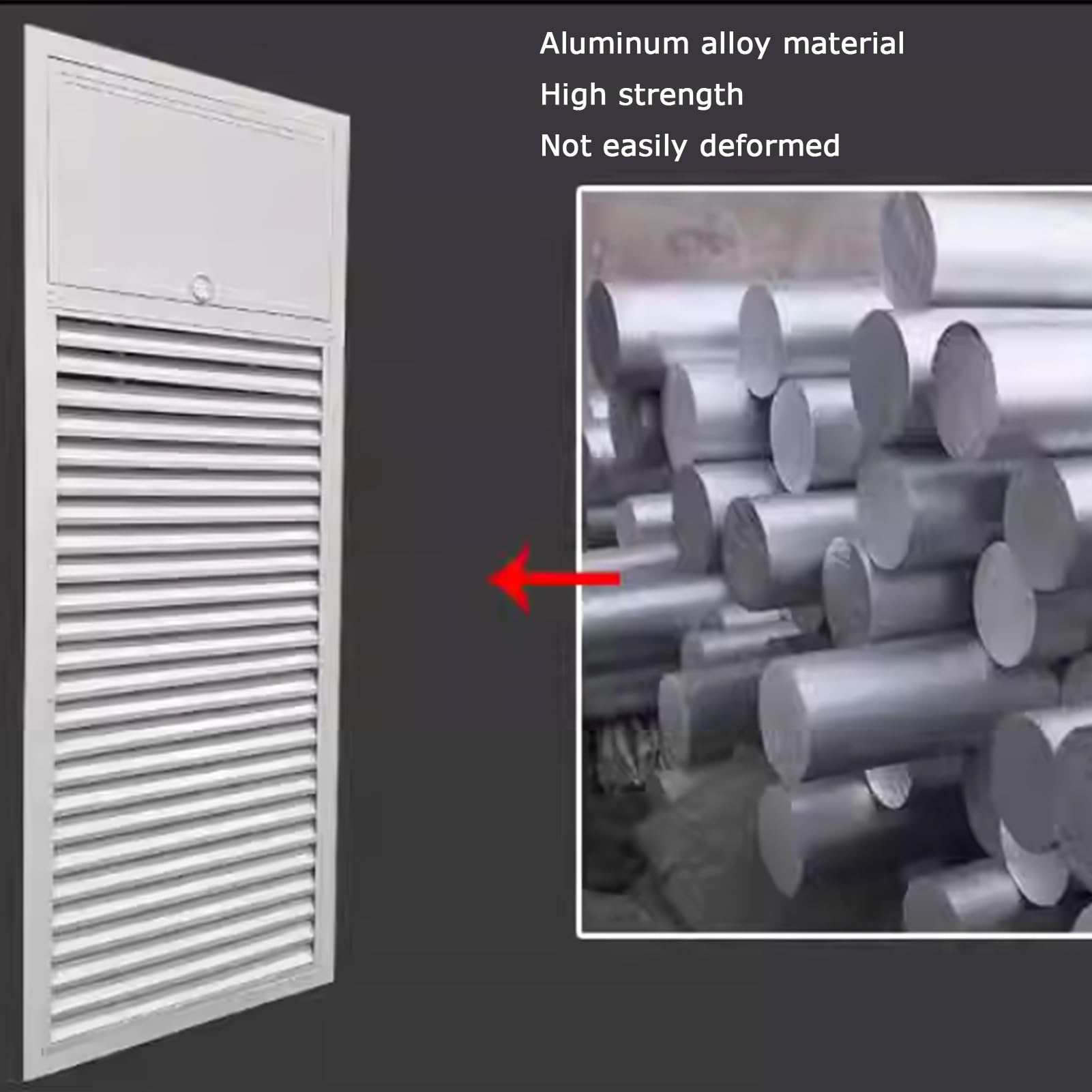 Kratka wentylacyjna ze stopu aluminium, regulowana pokrywa zaworu wylotowego, dekoracyjna żaluzja, drzwi wejściowe do awaryjnego użytku na ścianie, 35 x 60 cm