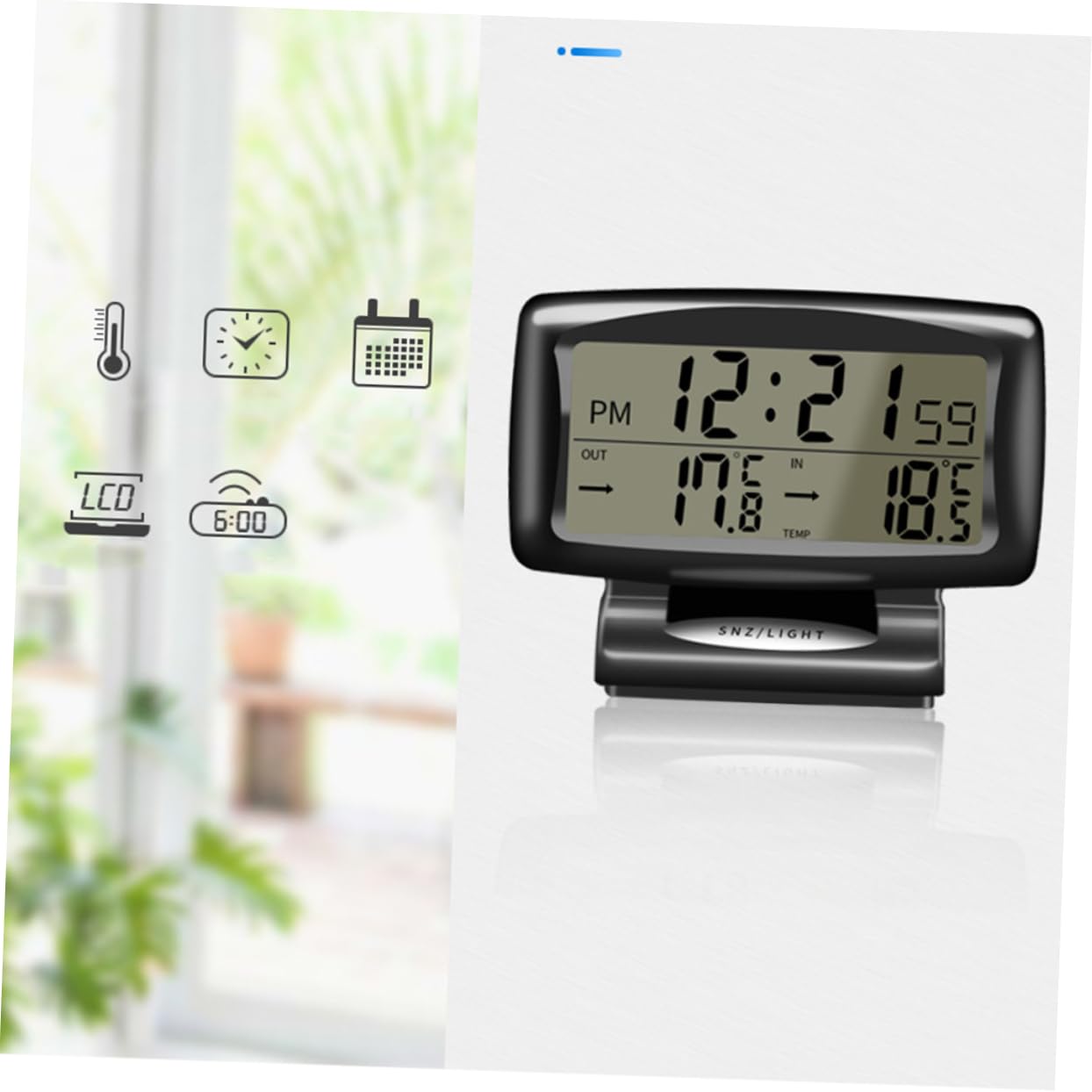 iplusmile 2piezas Electrónico Para Auto Doble Temperatura y Reloj Digital Luminiscente Para Tablero De Coche Resistente Al Agua Fácil Instalación Sin Perforación
