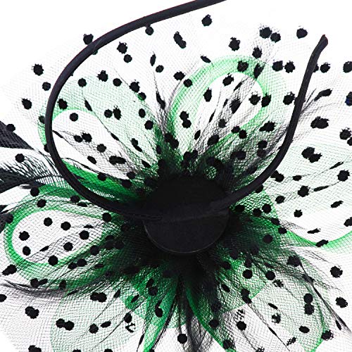 Image of DRESHOW Fascinators Hat Flower Mesh Ribbons Feathers on a Headband and a Clip Tea Party Headwear for Girls and Women