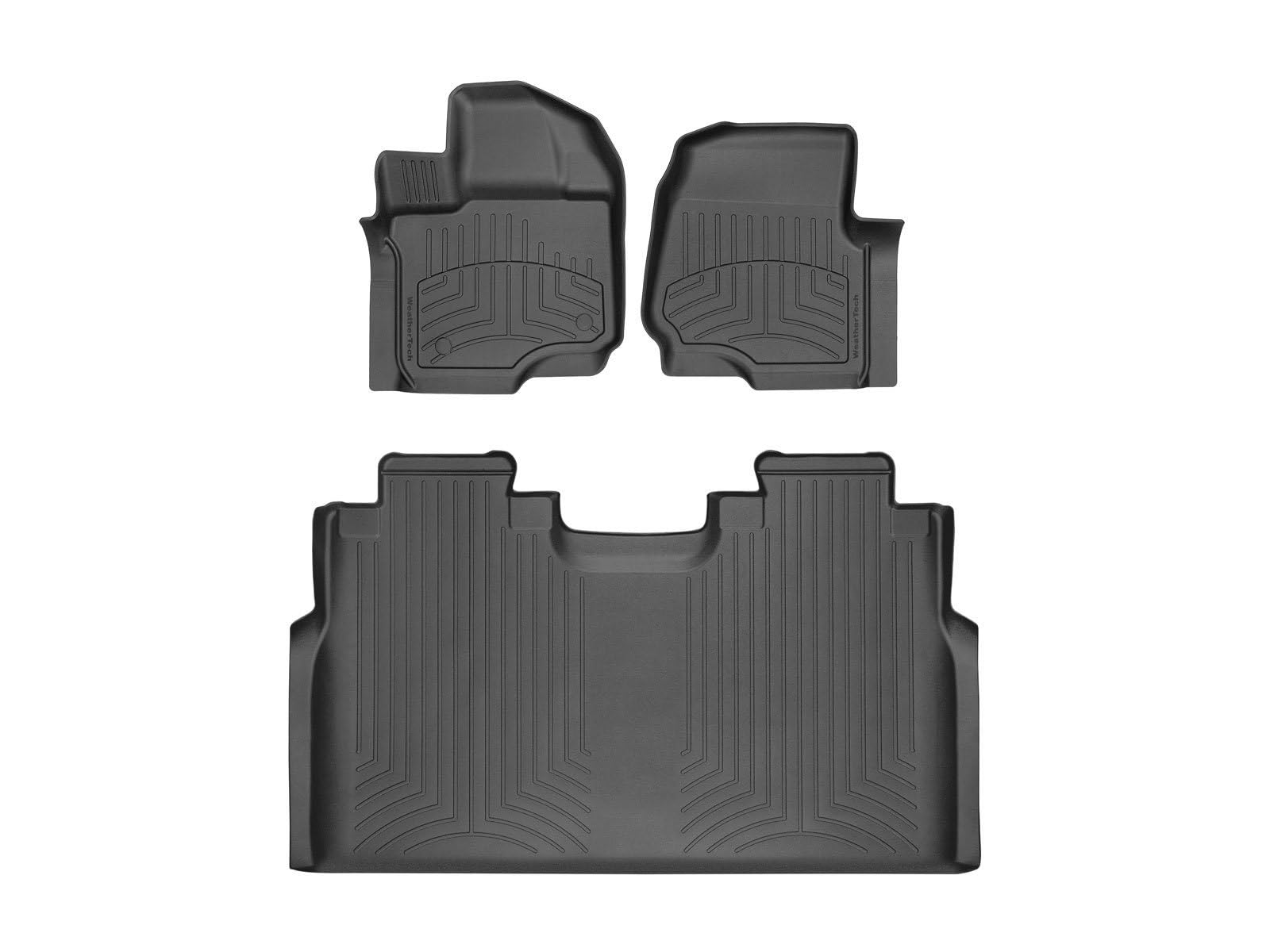 WeatherTech FloorLiner HP Custom Fit Floor Mats for Ford F-150, F-150 Raptor, F-150 Lightning (Crew Cab, Bucket Seats) w/o Fold Flat Storage - 1st & 2nd Row (44697-1-2IM), Black