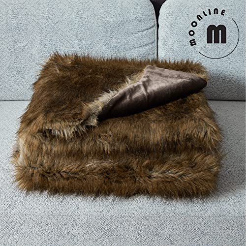 Moonline Luxurious Faux Fur Throw Blanket, Shaggy & Fluffy Throw Rug, Ultra Soft With Long Pile & Brushed Tips, Plush Fuzzy Blanket For Bed Couch Sofa Chair Home Accent Decoration, (50“ X 70”, Brown) #TOP3