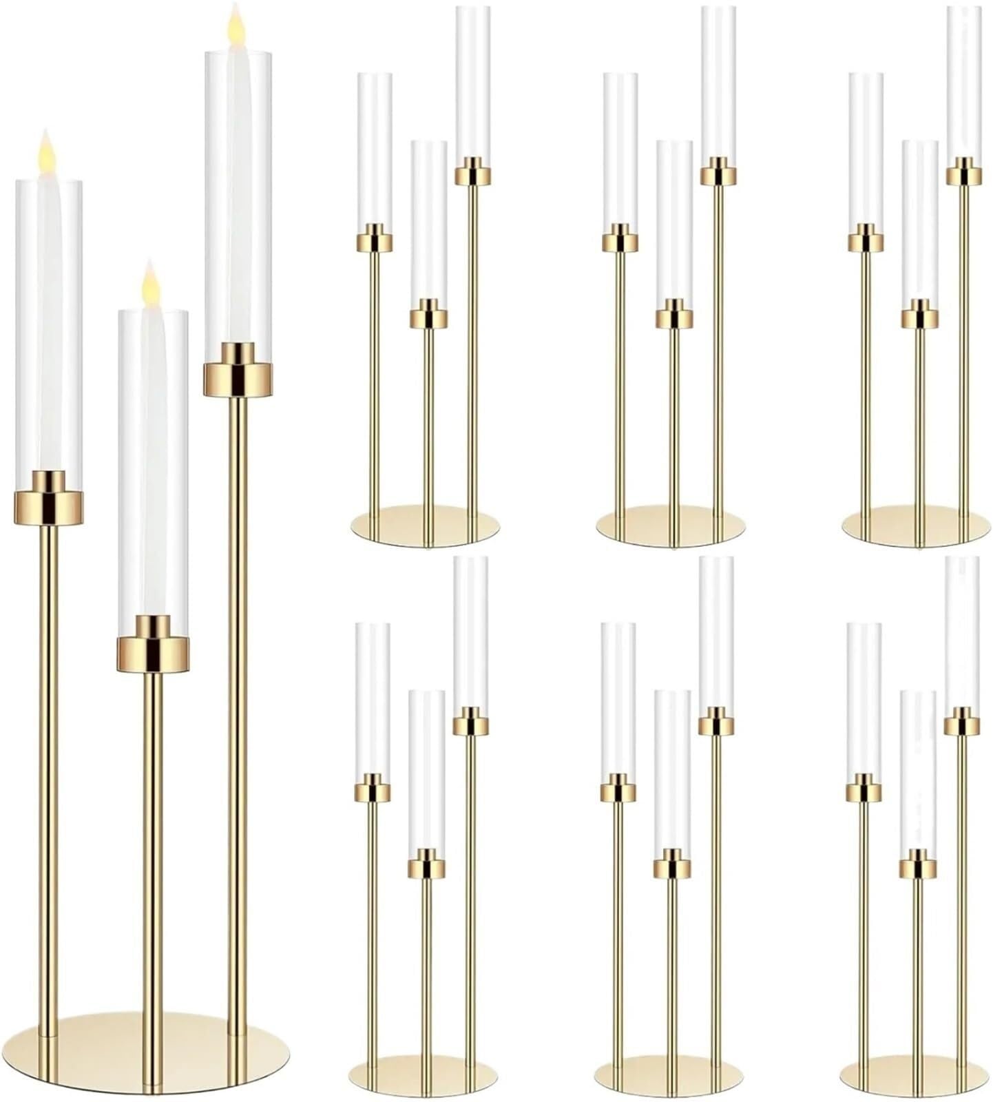 Candle Holders Candelabra Centerpiece 30.7 Gold Candle Holder 3 Arm Pillar Taper Candlesticks With Fit 0.87