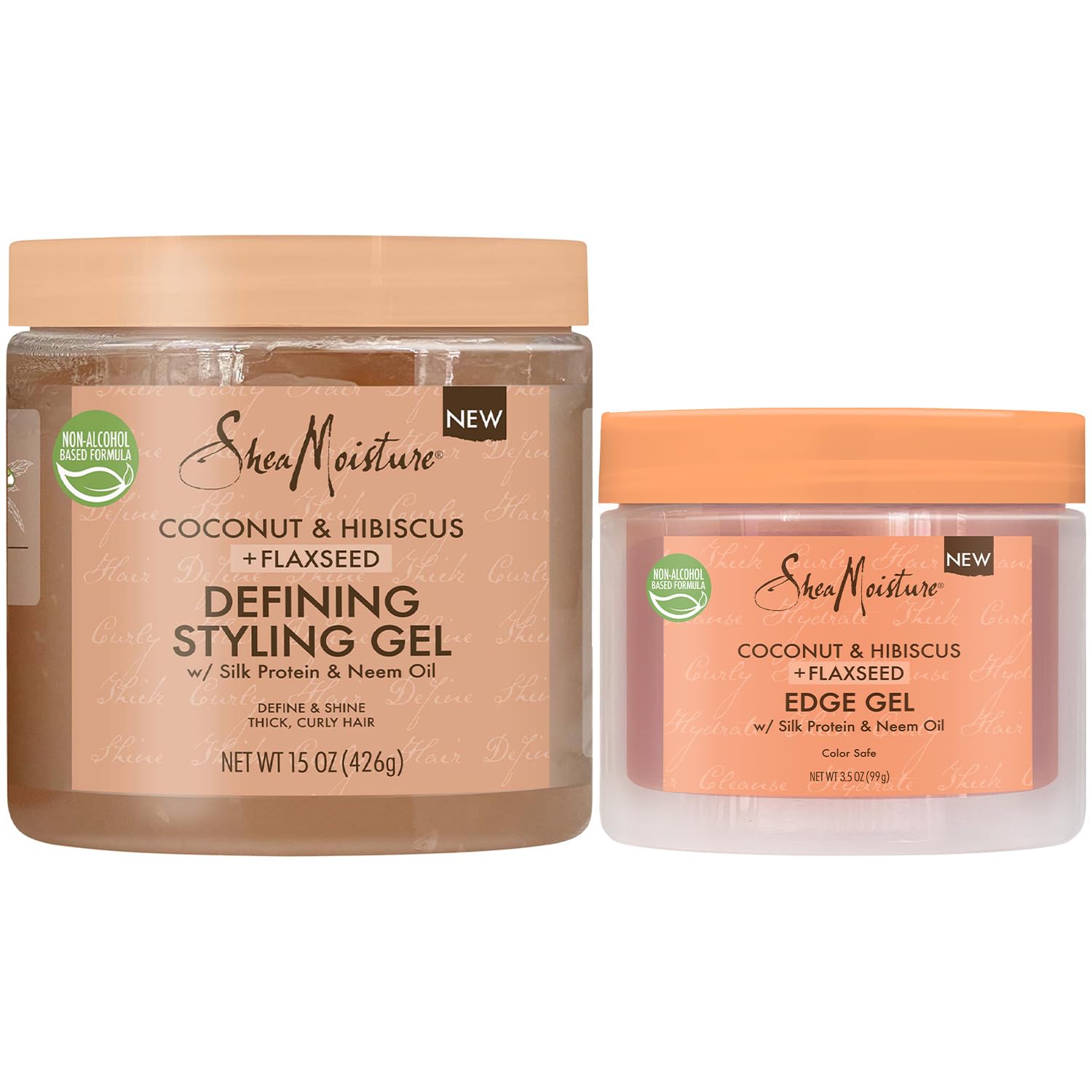 Shea Moisture Strong Hold Styling Gel + Fortifying Edge Gel – New Jamaican Black Castor Oil + Flaxseed Formulas for Chemically Processed, Heat-Styled Hair