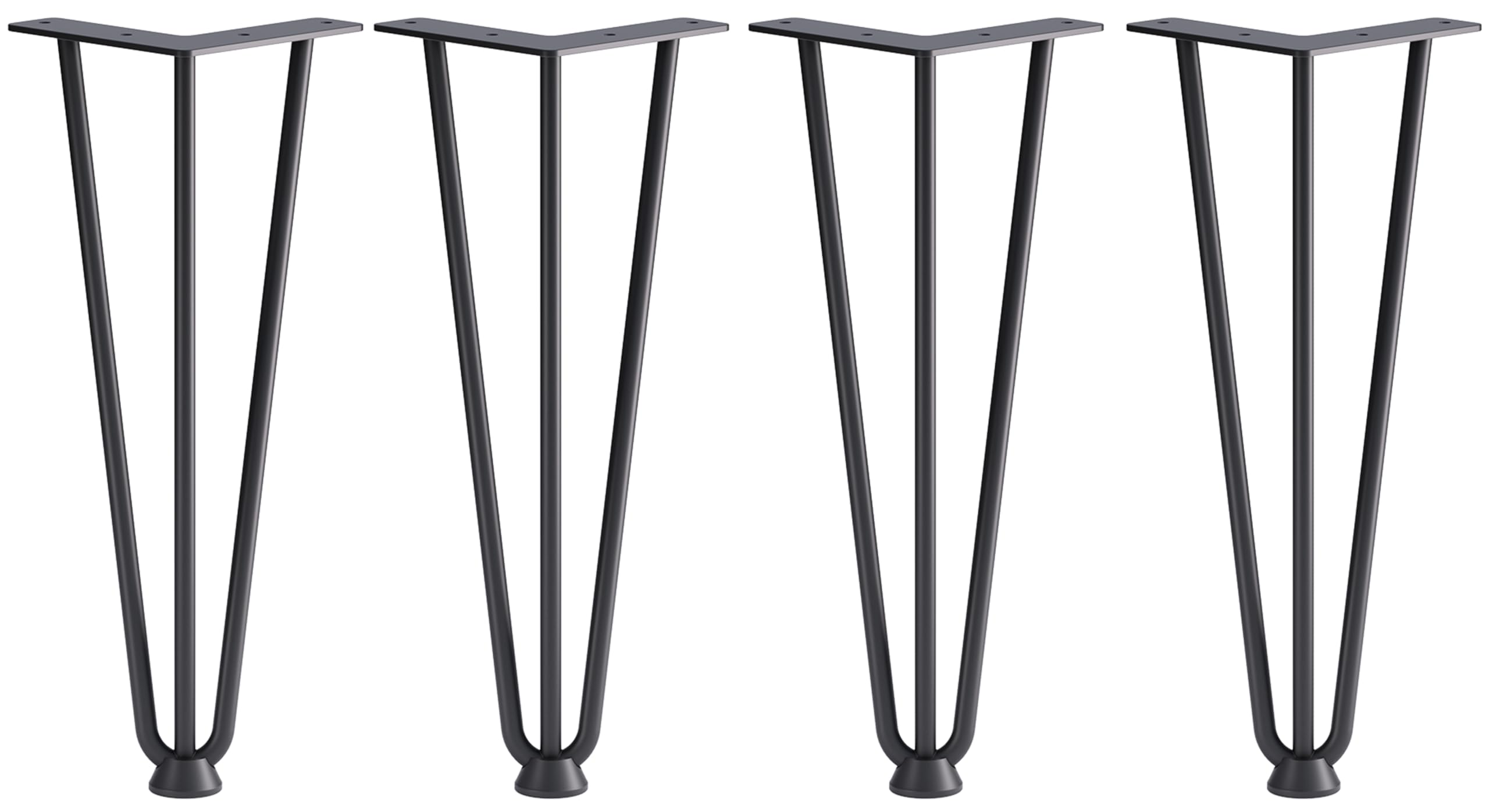 ATM® Hairpin gambe da tavolo 30 cm – Set di 4 piedini per mobili in acciaio verniciato a polvere | gambe da tavolo industriali | con protezioni per pavimento e viti | piedini da tavolo nero
