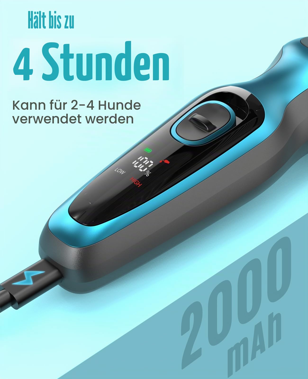 oneisall Professionelle Hundeschermaschine für dickes Haar, robuste Hundepflege-Schermaschine mit abnehmbarer Metallklinge, kabelloser Haustierrasierer für Cockapoo-Pudel