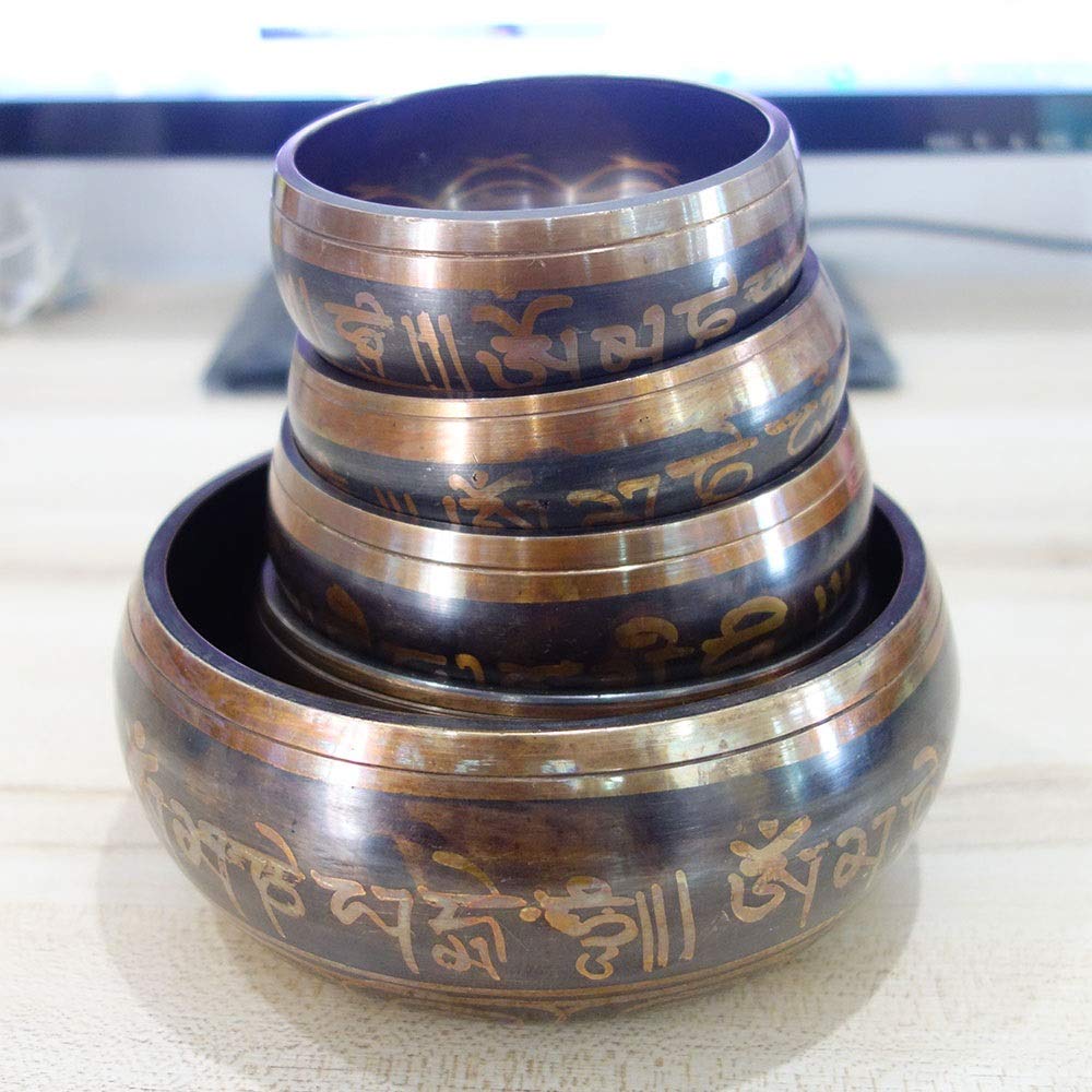 7 różnych rozmiarów Nepal czarny mosiądz misa dźwiękowa święte Dharma rytuały tybetańska miska do medytacji jogi (105 mm)