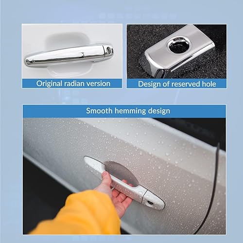 Miniatura 3 de ECCPP Fundas exteriores para manija de puerta 2014-2018 para Toyota Corolla de repuesto, 4 unidades, cromadas, exteriores para lado del conductor y