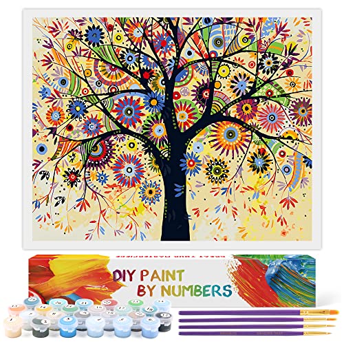 Toudorp Pintura por números, Flor, Pintura al óleo de Bricolaje, por números, Kits sobre Lienzo con Lupa 3X, árbol Abstracto de 40 cm x 50 cm (sin Marco) Cover