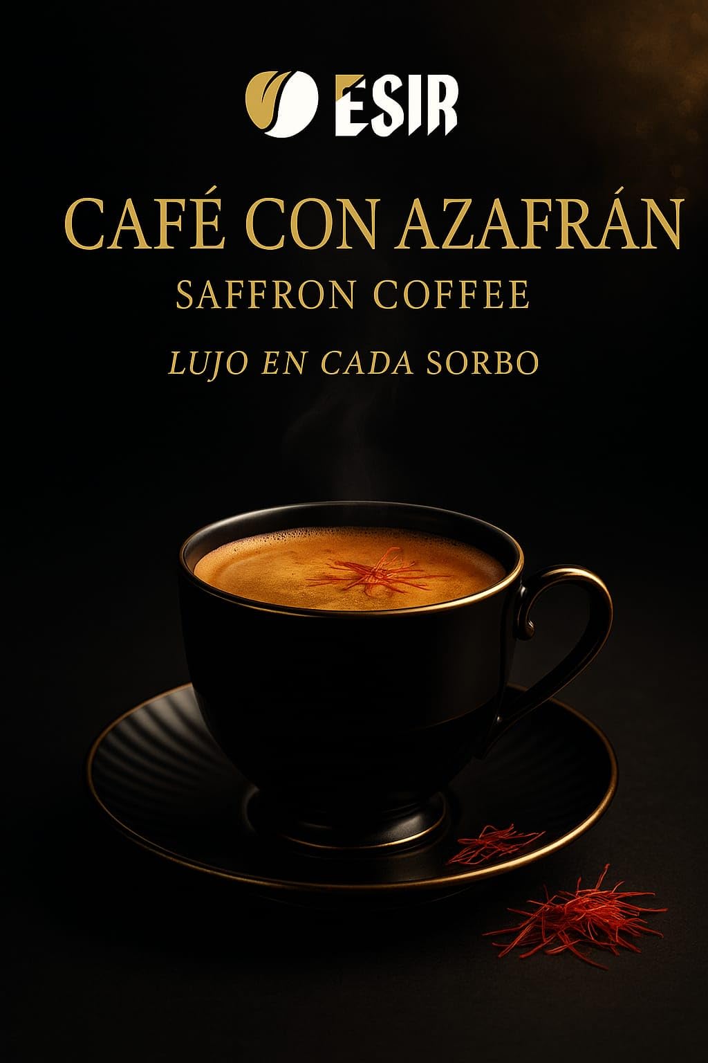 Esir Café con Azafrán en Polvo 200 g - Pack 3 – Mezcla Gourmet Premium | Aroma Intenso y Especiado | Ideal para Bebidas Especiales, Postres y Cocina | Bolsa Resellable (600, Azafrán)