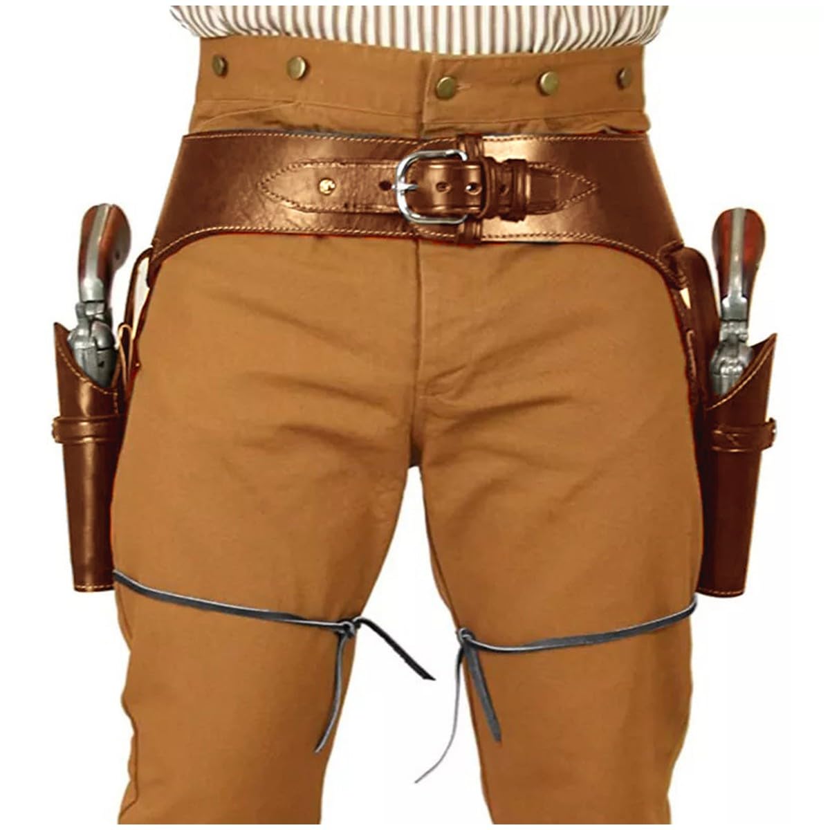 Bananaww Double PU Leather Western Gun Holster Belt – Adjustable Holster - Cowboy Wild West Costume Accessory for Halloween, Cosplay, Fancy Dress, Steampunk – Vintage Revolver Holster
