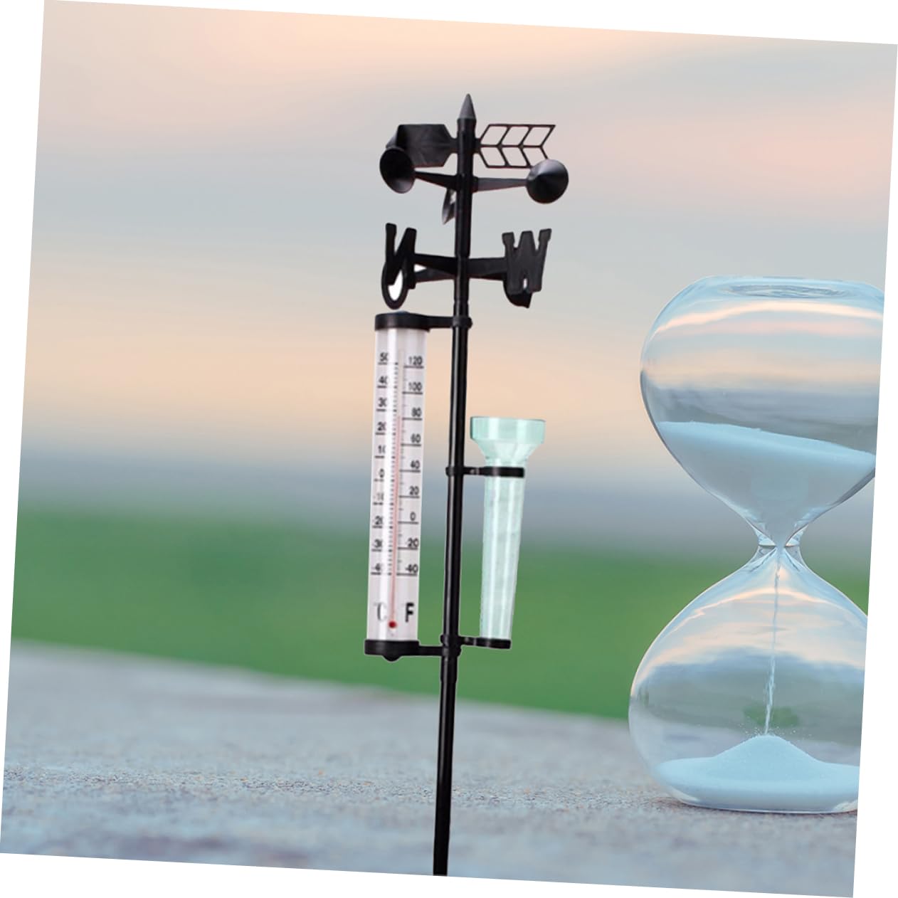BESPORTBLE 2sets Termometro Esterno Pluviometro Misuratore Direzione Vento Strumento Meteorologico Giardino Agricoltura Misurazione Pioggia Temperatura Gradi Fahrenheit Celsius