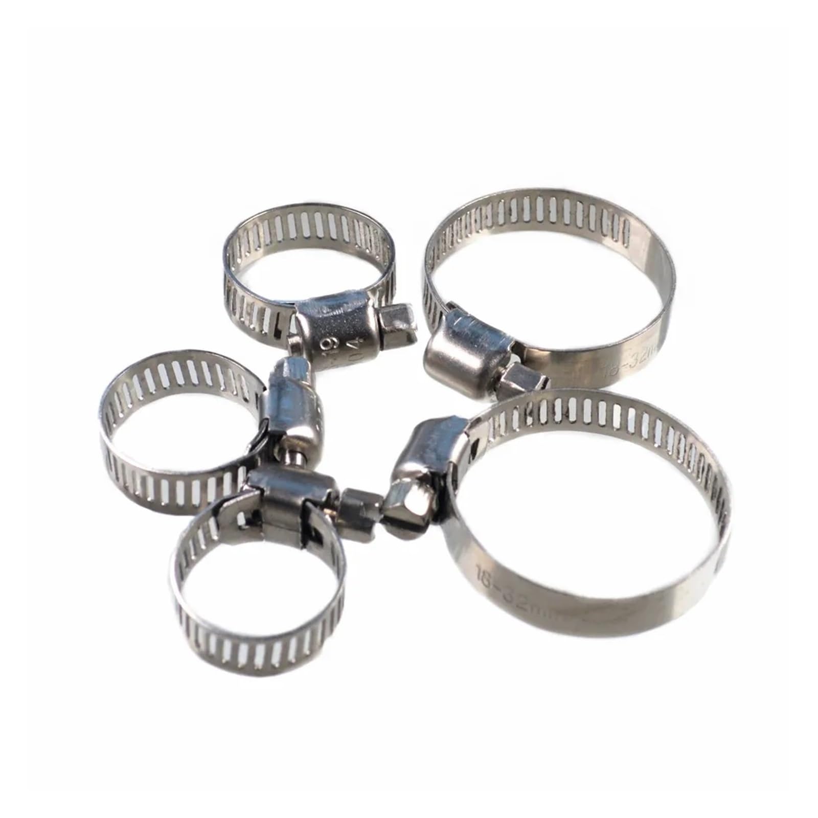 Stainless Steel Pipe clamp Stainless Steel SUS 304 Adjustable Worm Type Twist Small Throat Band Hose Clamp(27-51mm 10pcs)