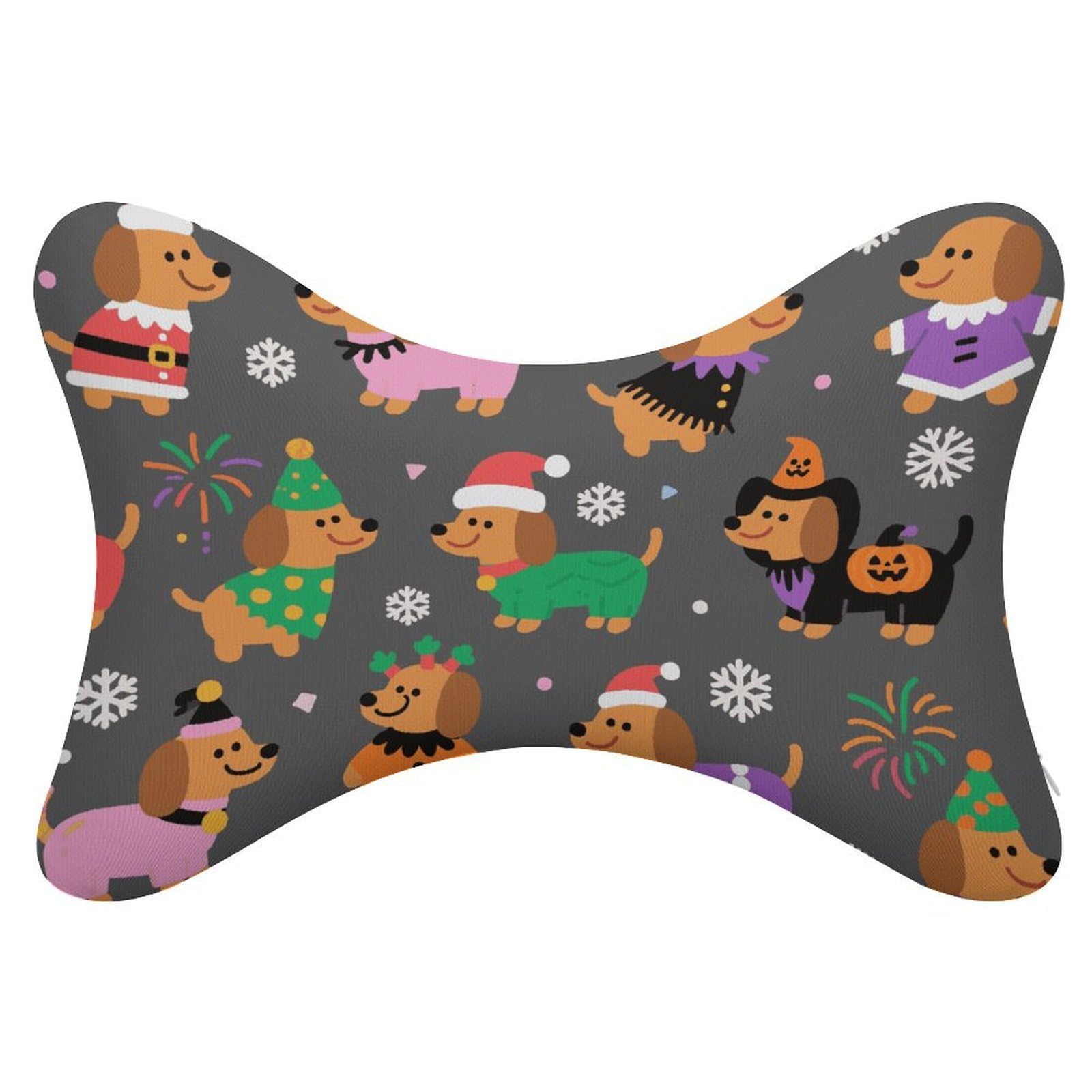 VstaDank Dachshund Dog Car Pillow Soft Car Neck Pillow Breathable Dog Bone Shaped Travel Neck Pillows Washable Removable All-Season Universal Cars Head Rest Pillows