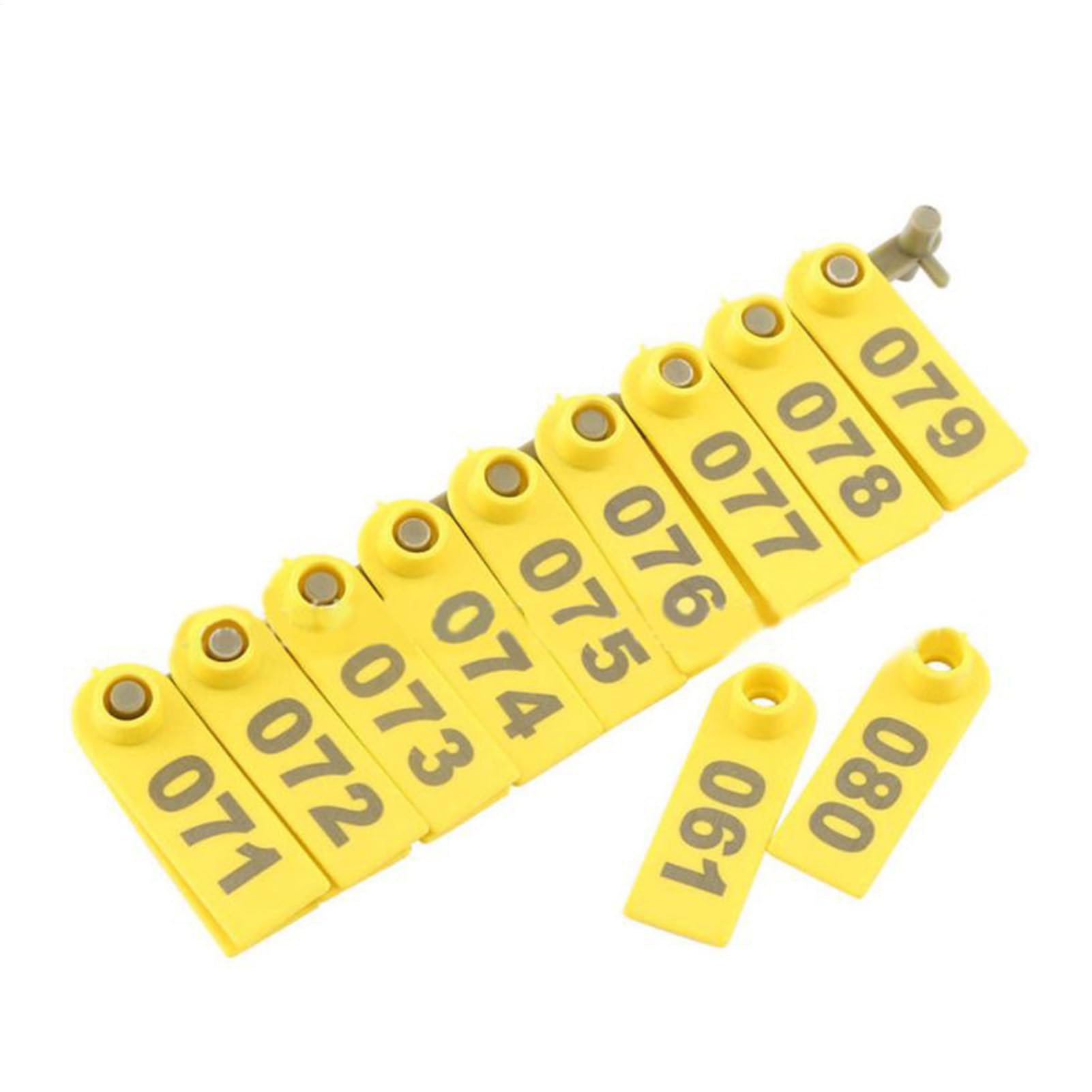 Lot de 100 étiquettes d'oreille de bétail 001-100 en PVC et acier pour mouton, chèvre, chien, cerf, lapin, porc, pâturage, ferme, pelouse, jardin, cour 5,2 x 1,8 cm