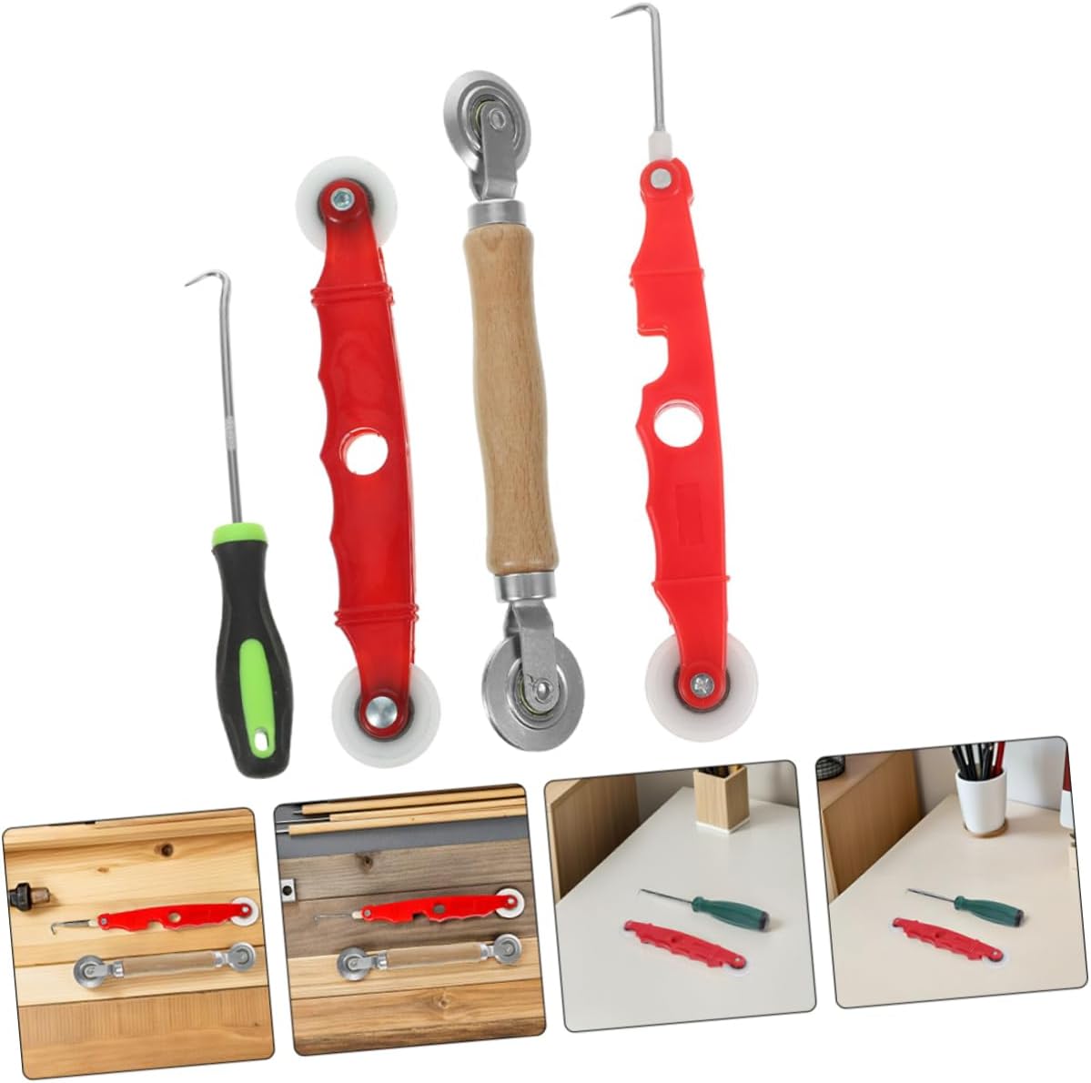 4pcs Durable Screen Roller Tool with Bearing Wheel Handle for Window Repair DIY Essential for Smooth Screen Installation Replacement