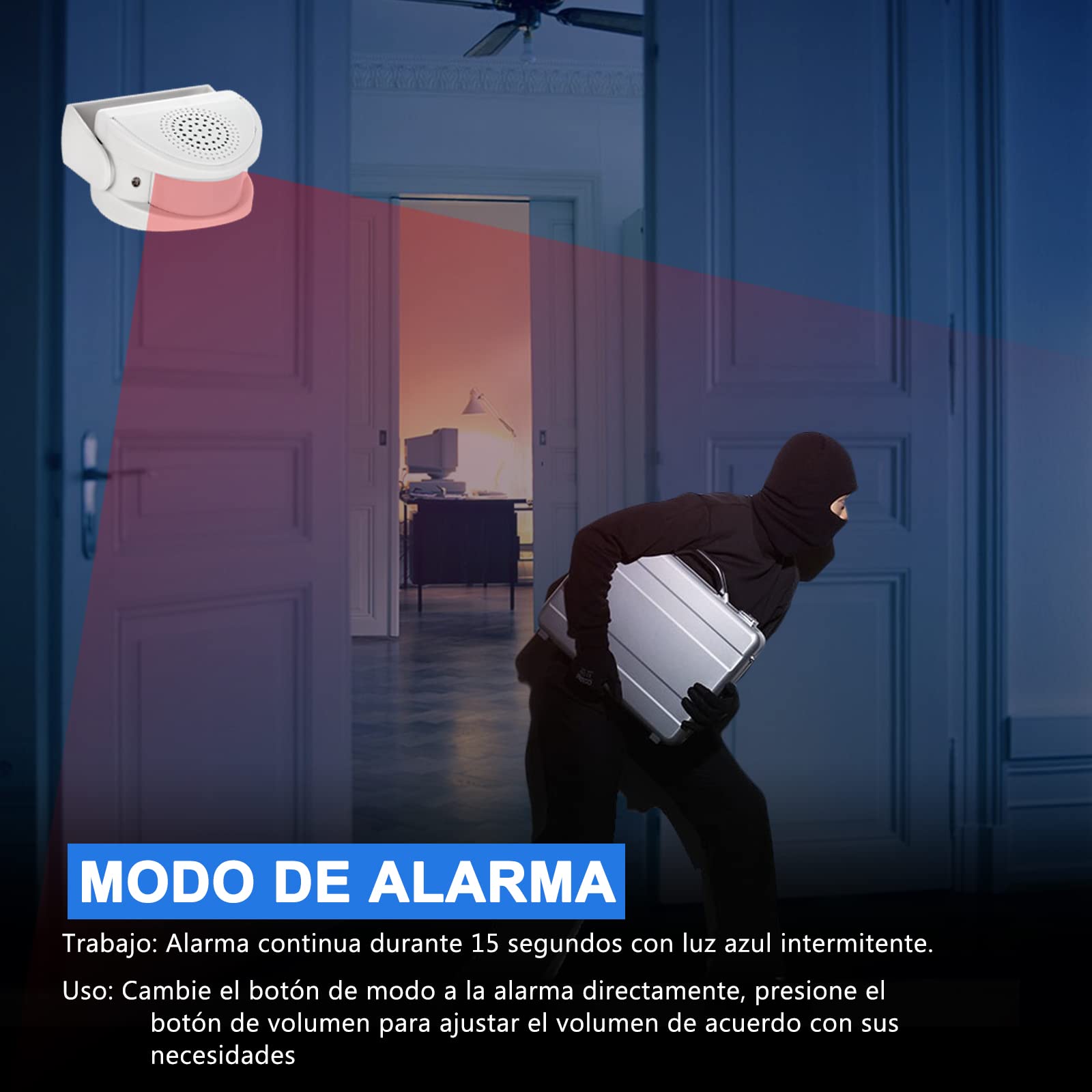 Kerui - Timbre inalámbrico M5, Detector de Movimiento con Alarma de Sonido para Puerta/Entrada de Puerta/casa y Tienda/Oficina, Alarma de Seguridad