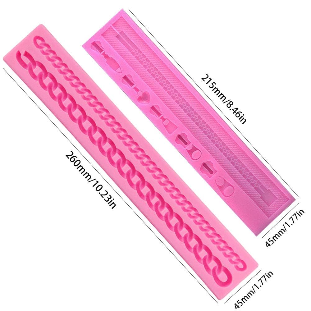 Paotxpum 2 Pack Zipper Chain Silicone Mold for DIY Cake Cupcake Topper Fondant Chocolate Clay Mould Purse Bag Mold - Image 2