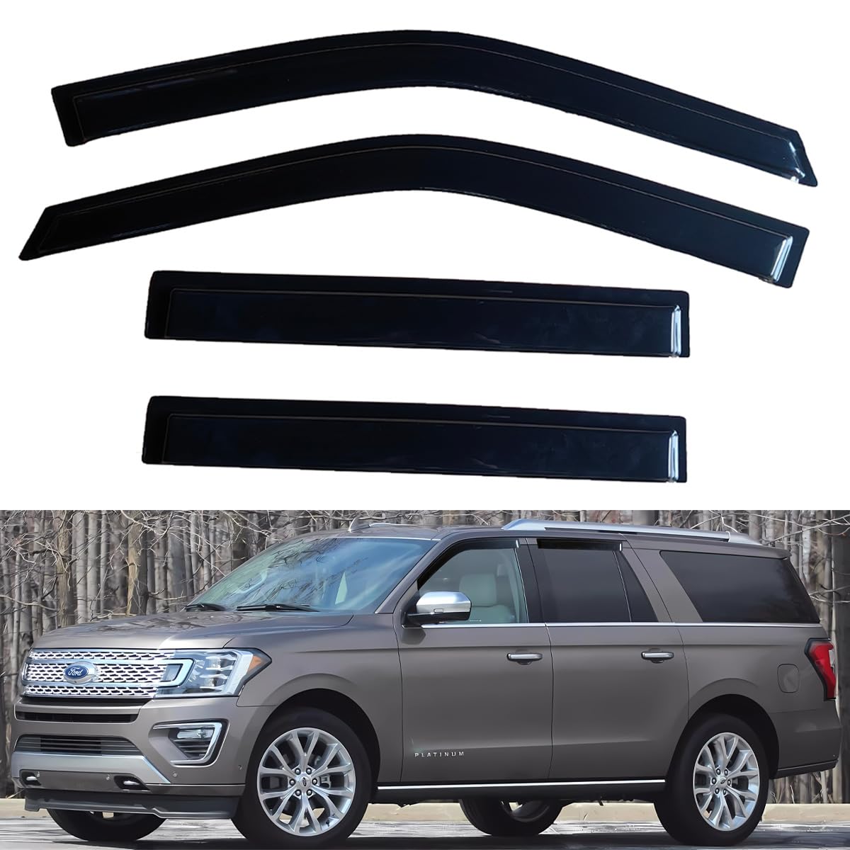 Photo 1 of LIKDIKDIK Tape On Window Visor Compatible with 2018-2023 Ford Expedition, Side Vent Window Deflector Rain Guard Shade
