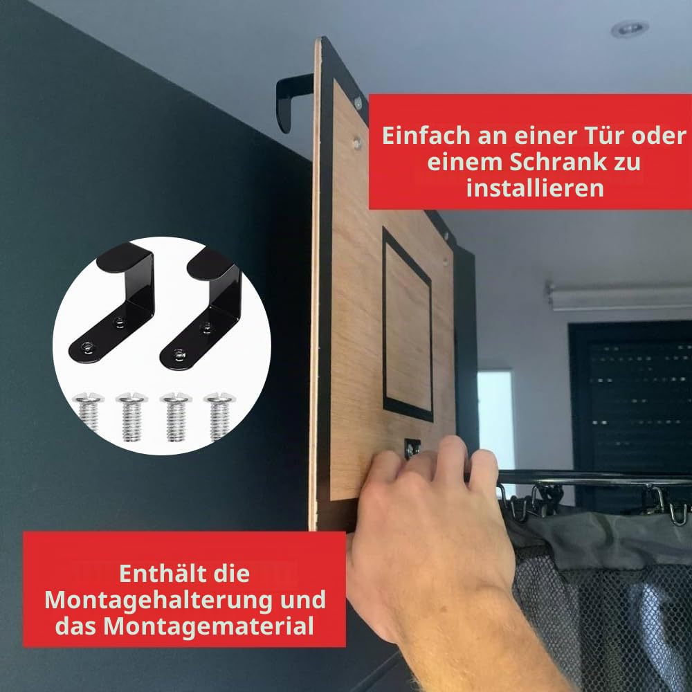Générique TheDunk Holz-Basketballkorb für Schmutzwäsche, Wand und Tür, mit abnehmbarem Beutel, Ball und Luftpumpe, Basketballspiele zum Sammeln von Schmutzwäsche, Geschenk für Kinder und Erwachsene