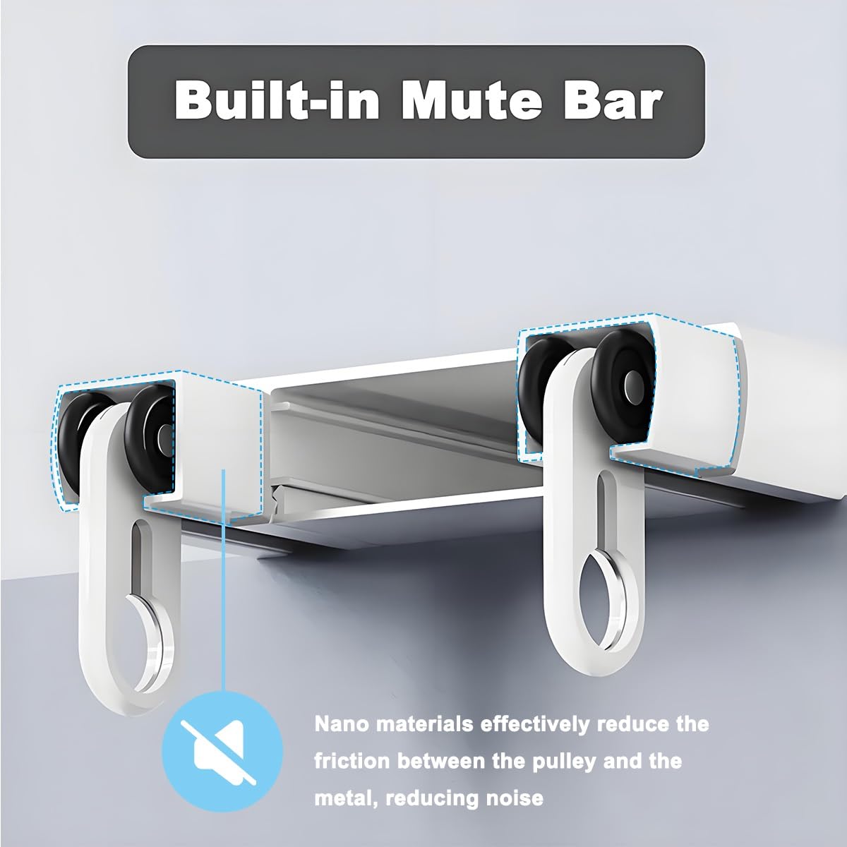 Tringle à rideaux silencieuse à rails à double rangée, Rail de Rideau de Plafond, Aluminium, Séparation de Pièce pour Salon Bureau Chambre, Robuste Facile à Installer(Blanc,1.6m(5.2ft))