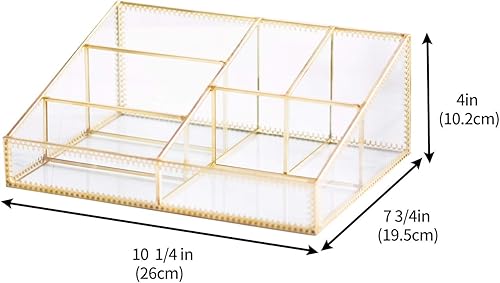 Miniatura 2 de Grupo organizador de joyas de maquillaje dorado, combinación de almacenamiento de cosméticos de encimera antigua, contenedor de cajón de caja de