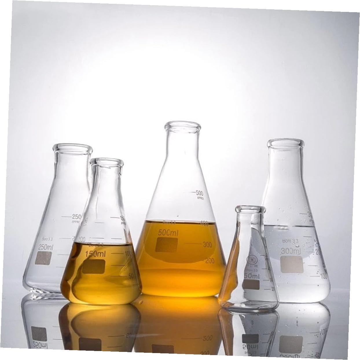 3piezas Erlenmeyer Vidrio Borosilicato De Laboratorio Para Levaduras Experimentos