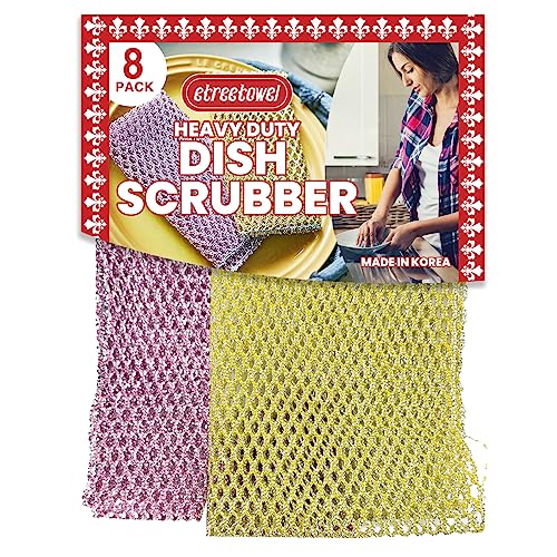 Estropajo de larga duración antiarañazos y estropajos de ollas (8 piezas) de red para lavar platos, reemplaza las esponjas de cocina para lavavajillas, sin olor, limpiador duradero de sartenes
