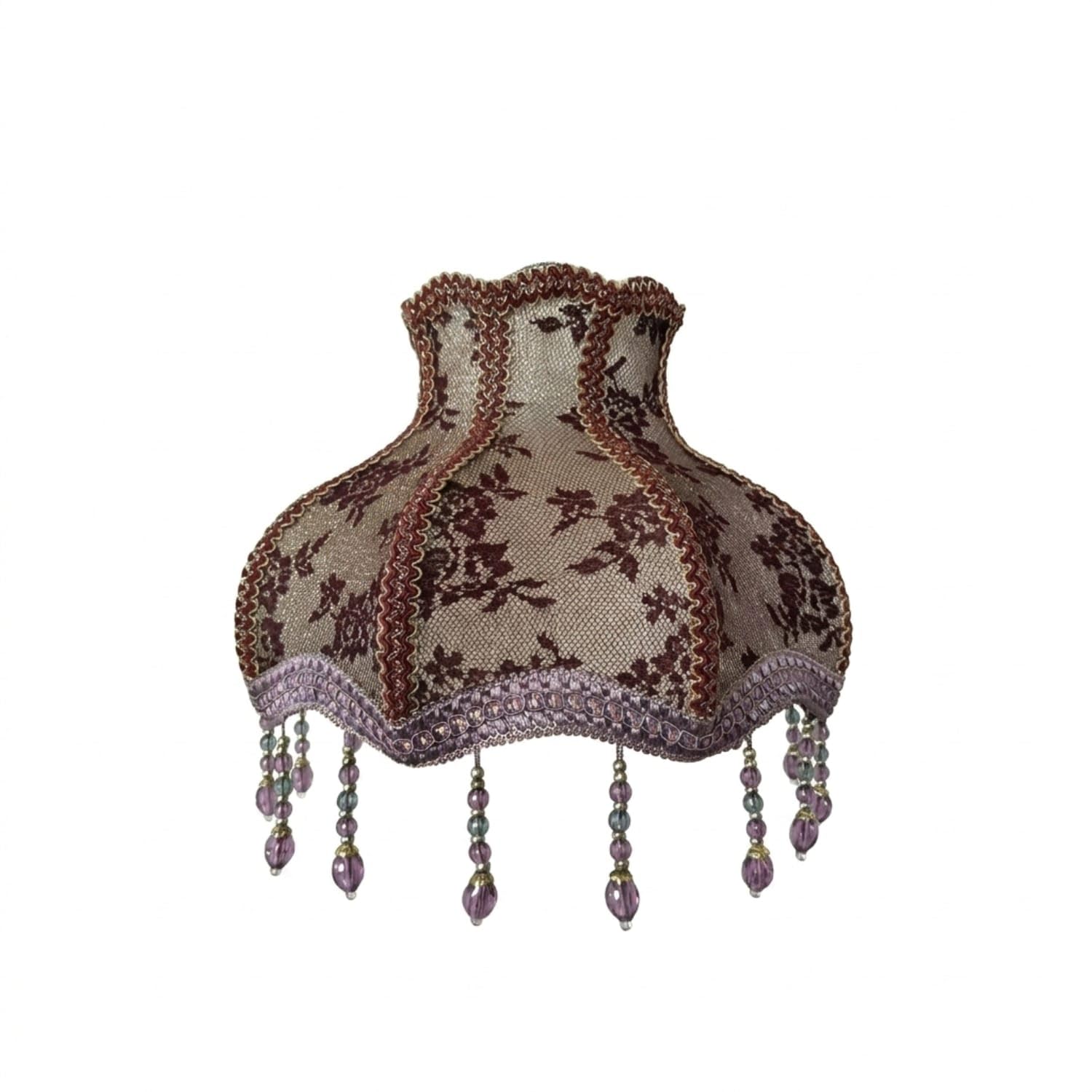 Vintage Scalloped Lamp Shade Shabby-Chic Scalloped Lampshade Beaded Cloth Lampshade Decorative for Bedroom, Living Room, Dressing Table, Style M-picture-23