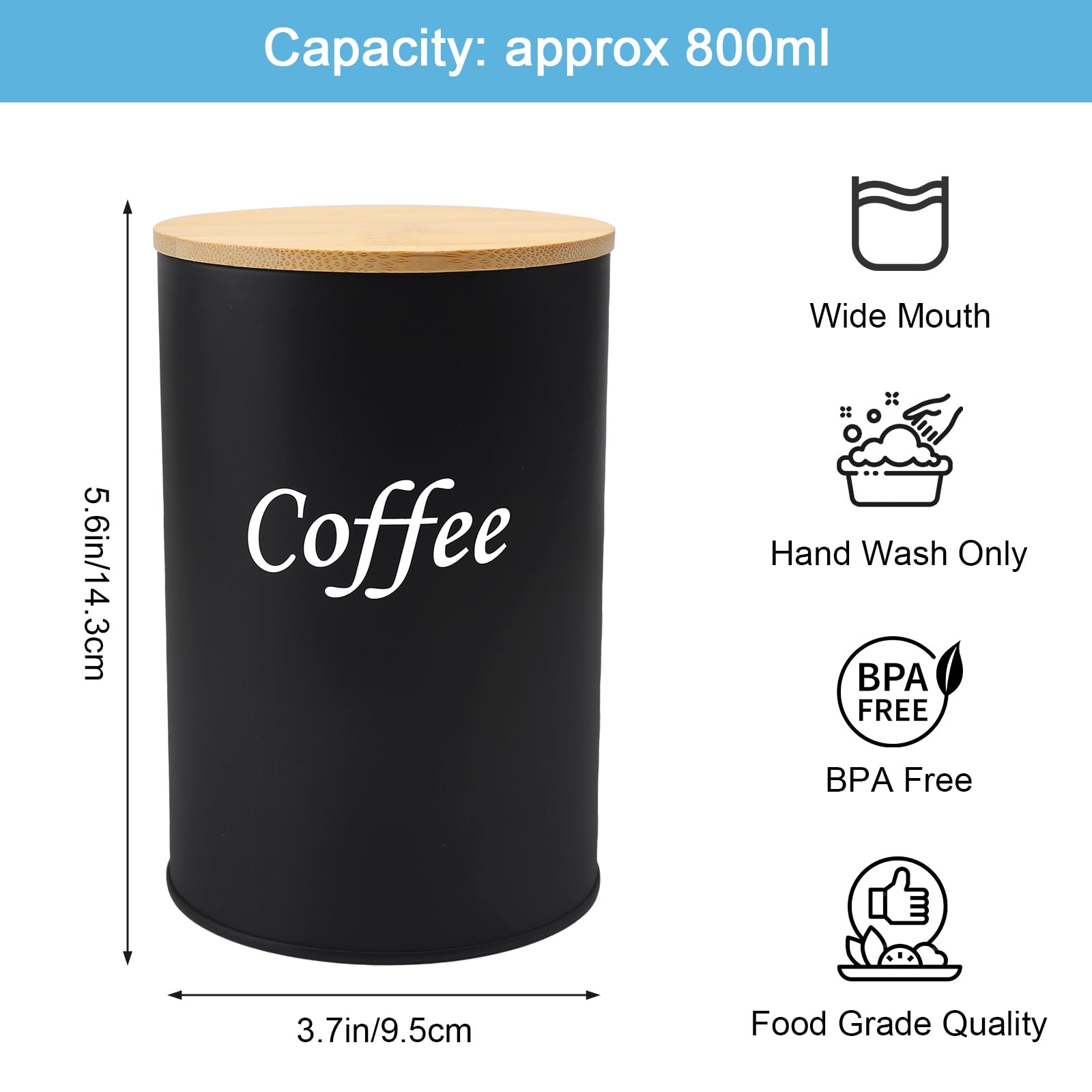 Luftdichte Kaffeedose 500ml - Frischegarantie Für Kaffeebohnen Mit Bambusdeckel