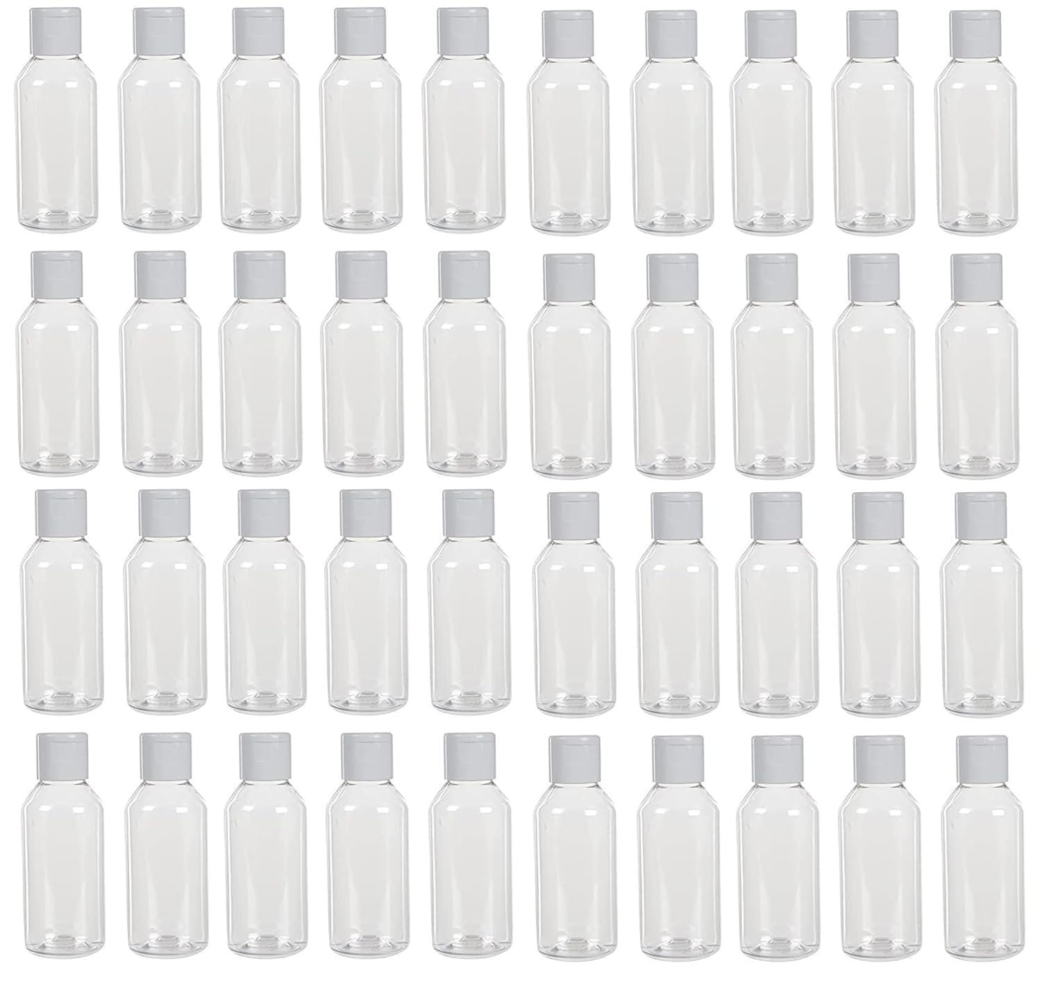 dinojames Clear Plastic Bottles, 100ml, Flip Top Cap, Leak-Proof Travel Containers for Liquids, Pack of 40