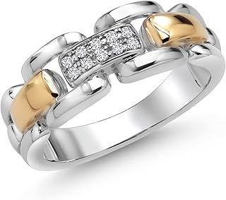 Men's 925 Sterling Silver and 10K Yellow Gold White Lab Grown Diamond Band 2 Tone Ring | 7MM Width | Available in Size 5 to 13