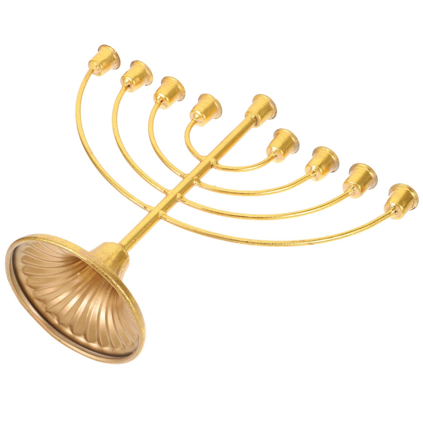 Menorah Ebraico a 9 Bracci, Candelabro in Ferro Dorato, Ornamenti da Tavolo per Decorazione Casa