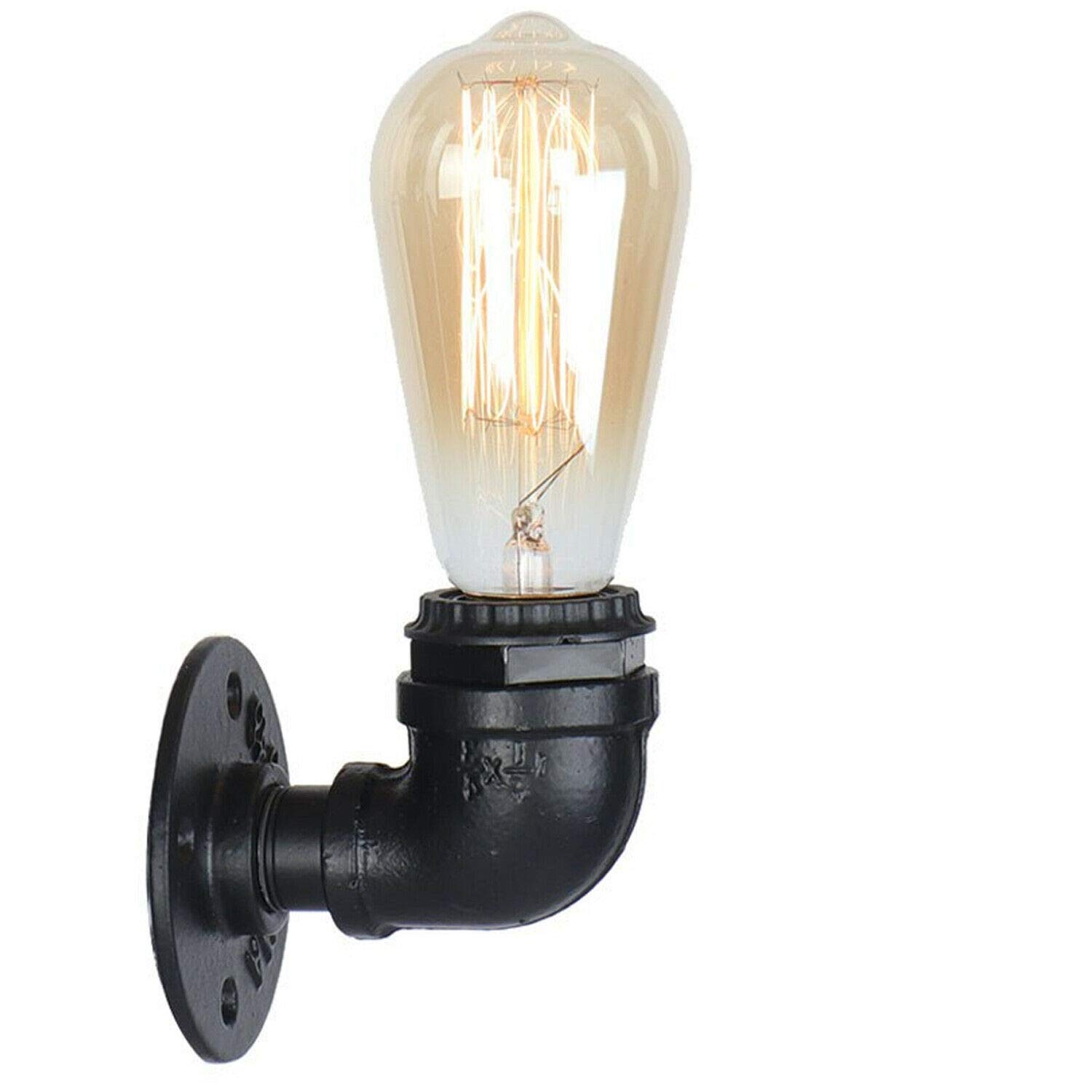 DC VOLTAGE Vintage Water Pipe Wall Light Black Metal Steampunk E27