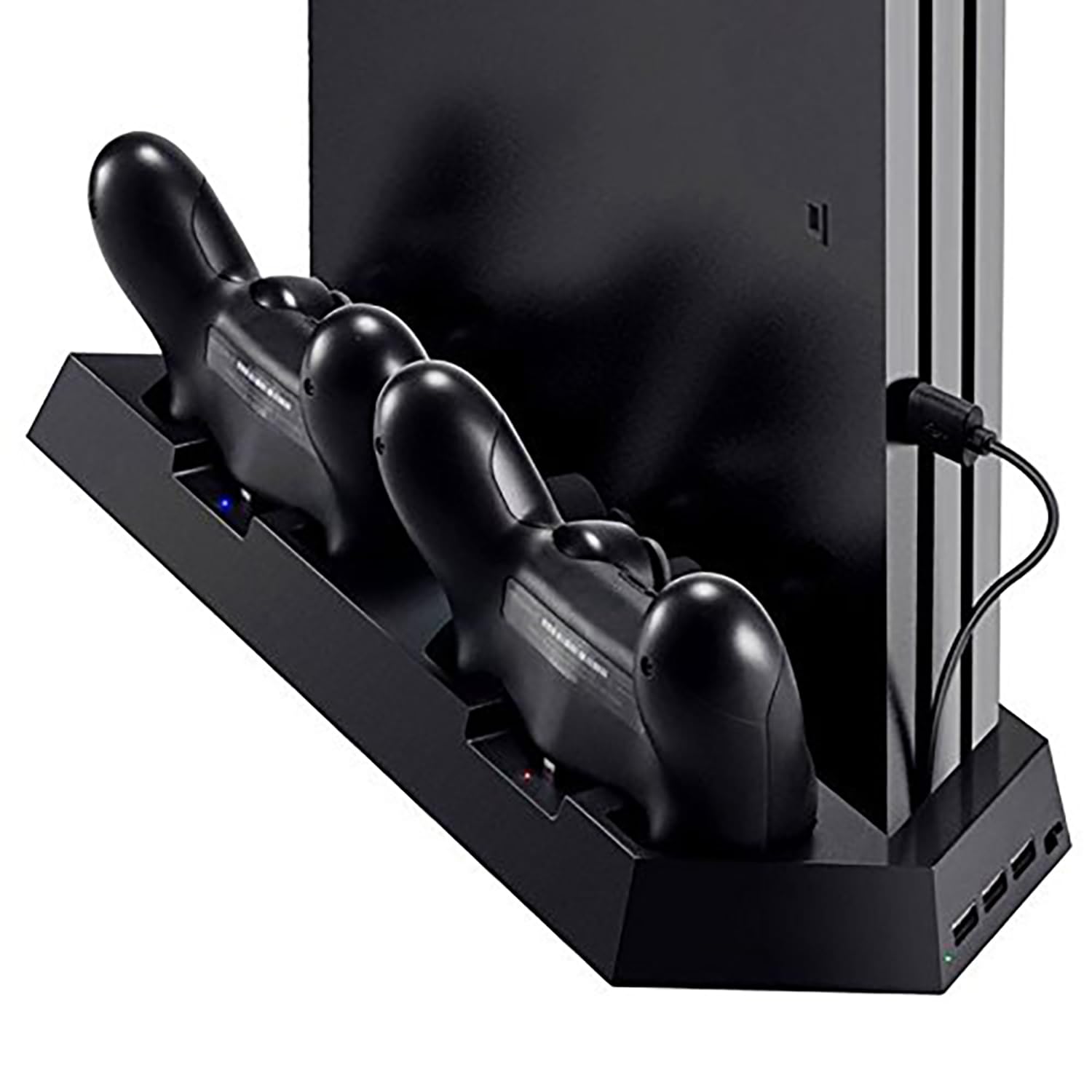 OSTENT Soporte Vertical del concentrador del USB del Fan de enfriamiento del Cargador del regulador Dual para la Consola de Sony PS4 / Slim/Pro