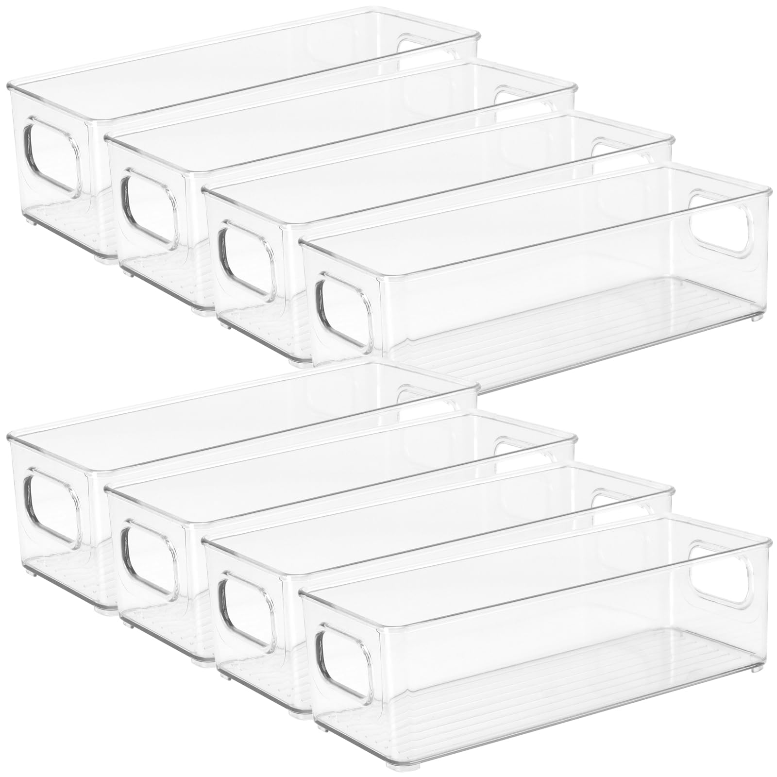 Sinjeun Transparent Fridge Organisers Set Of 8, Storage Containers With Handles, Clear Food Organizer Boxes For Kitchen, Fridge, Cupboard, Cabinets