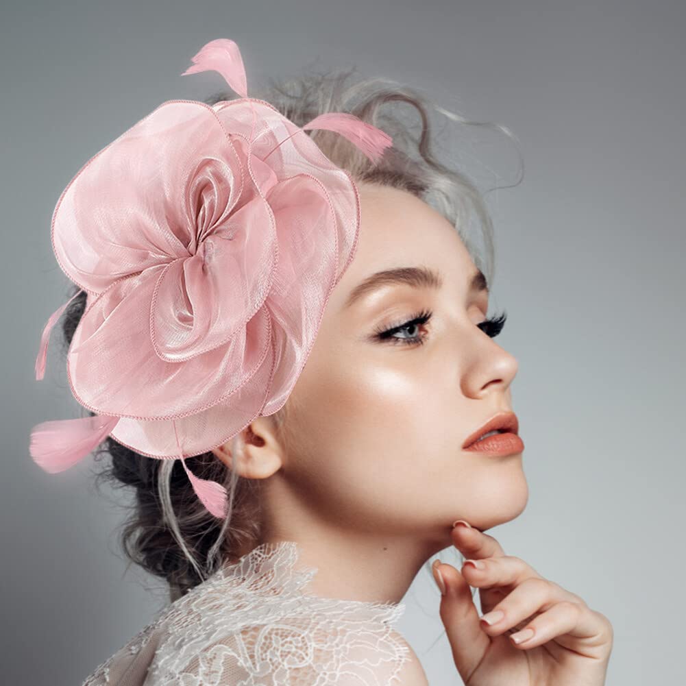 Fascinators Hoed, Bloemen Mesh Veren Hoofdband Elegante Haarclip Bruids Hoofddeksel Haaraccessoires for Bruiloft Feest, Blauw/593 Fascinators Hoed, Bloemen Mesh Veren Hoofdband Elegante Haarclip Bruids Hoofddeksel Haaraccessoires for Bruiloft Feest, Blauw/593