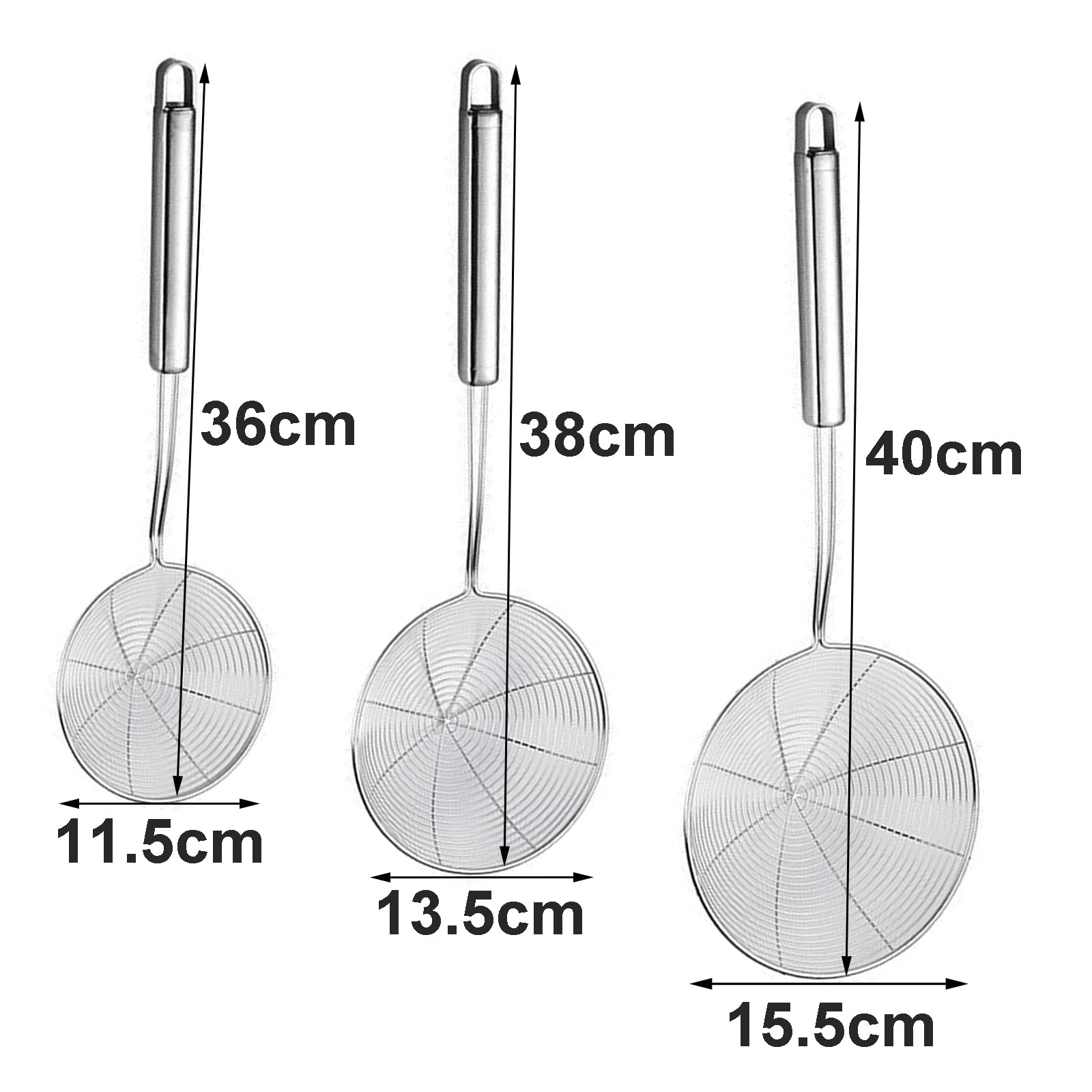 Louche écumoire En Acier Inoxydable 304, 13 Et 16 Lnches Pour Friture Quotidienne à La Vapeur Et à La Cuillère