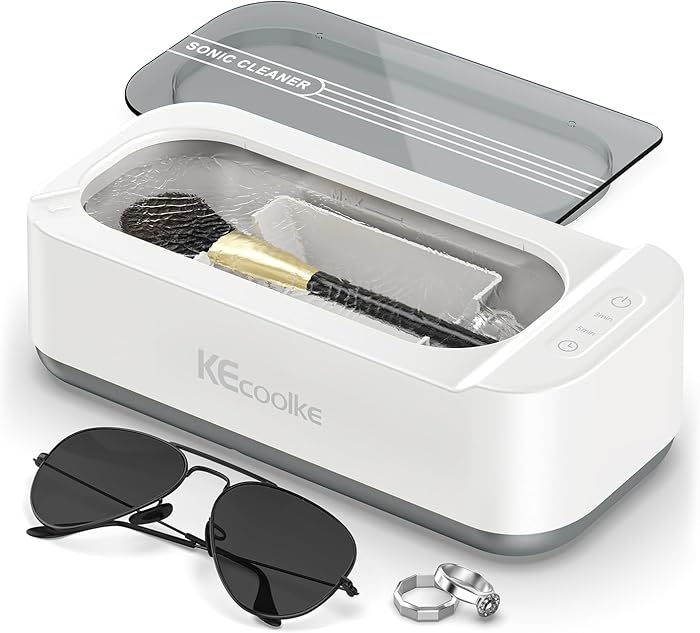 Nettoyeur à ultrasons pour bijoux, KECOOLKE 400 ml Nettoyant sonique avec minuterie numérique pour lunettes, bagues, pièces de monnaie, anneau, argent