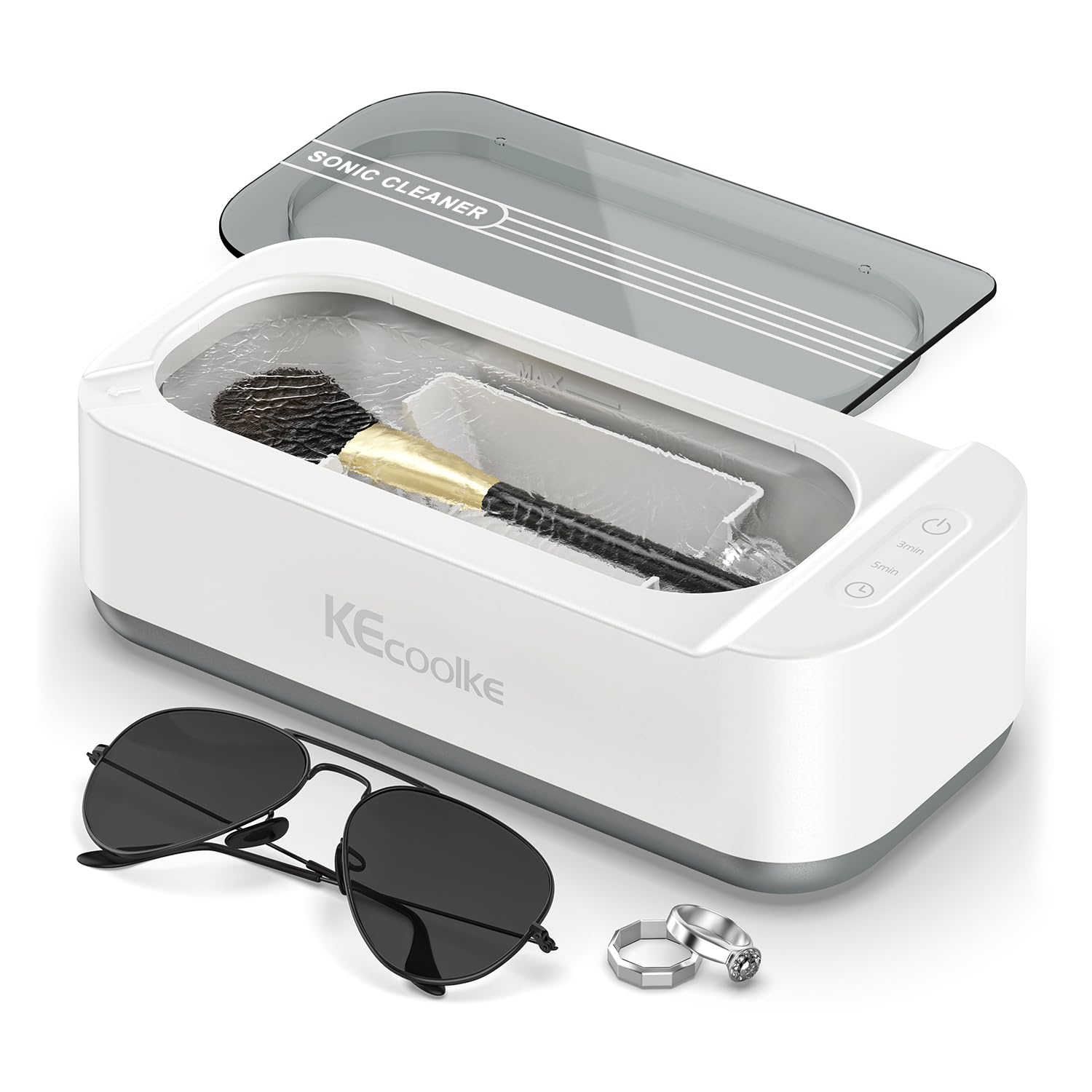 Ultraschallreinigungsgerät Ultraschallreiniger Ultraschallgerät KECOOLKE Sonic Cleaner mit digitalem Timer für Brillen, Ringe, Münzen, Fingerringe, Geld