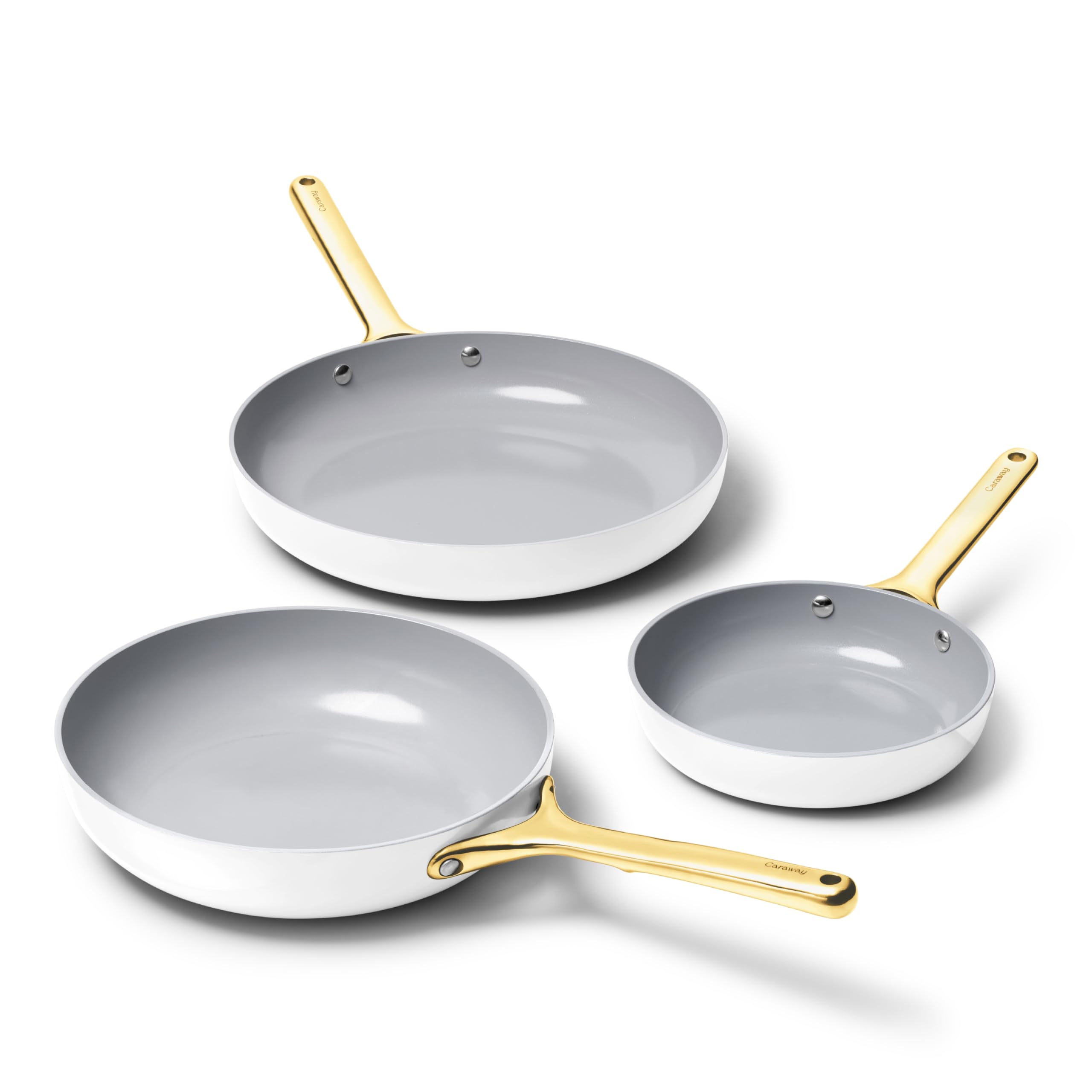 Caraway Non-Stick Ceramic Coated Fry Pan Trio, 8", 10.5", &amp; 12"