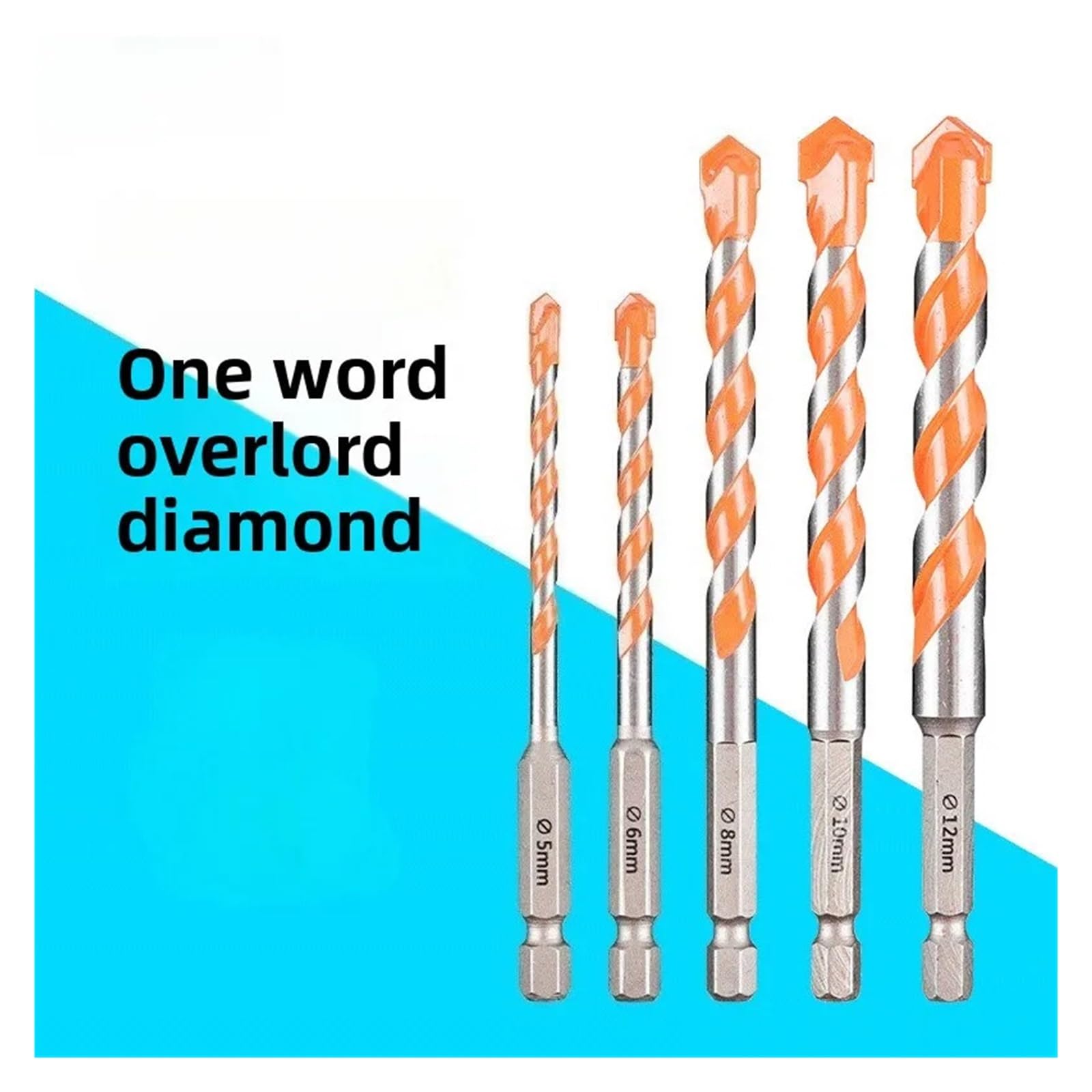 Broca de alta dureza, brocas perforación vástago plano doble filo, giro cerámica completo for agujeros, paredes ladrillo, 1 Uds Apto para madera y metal(6mm)