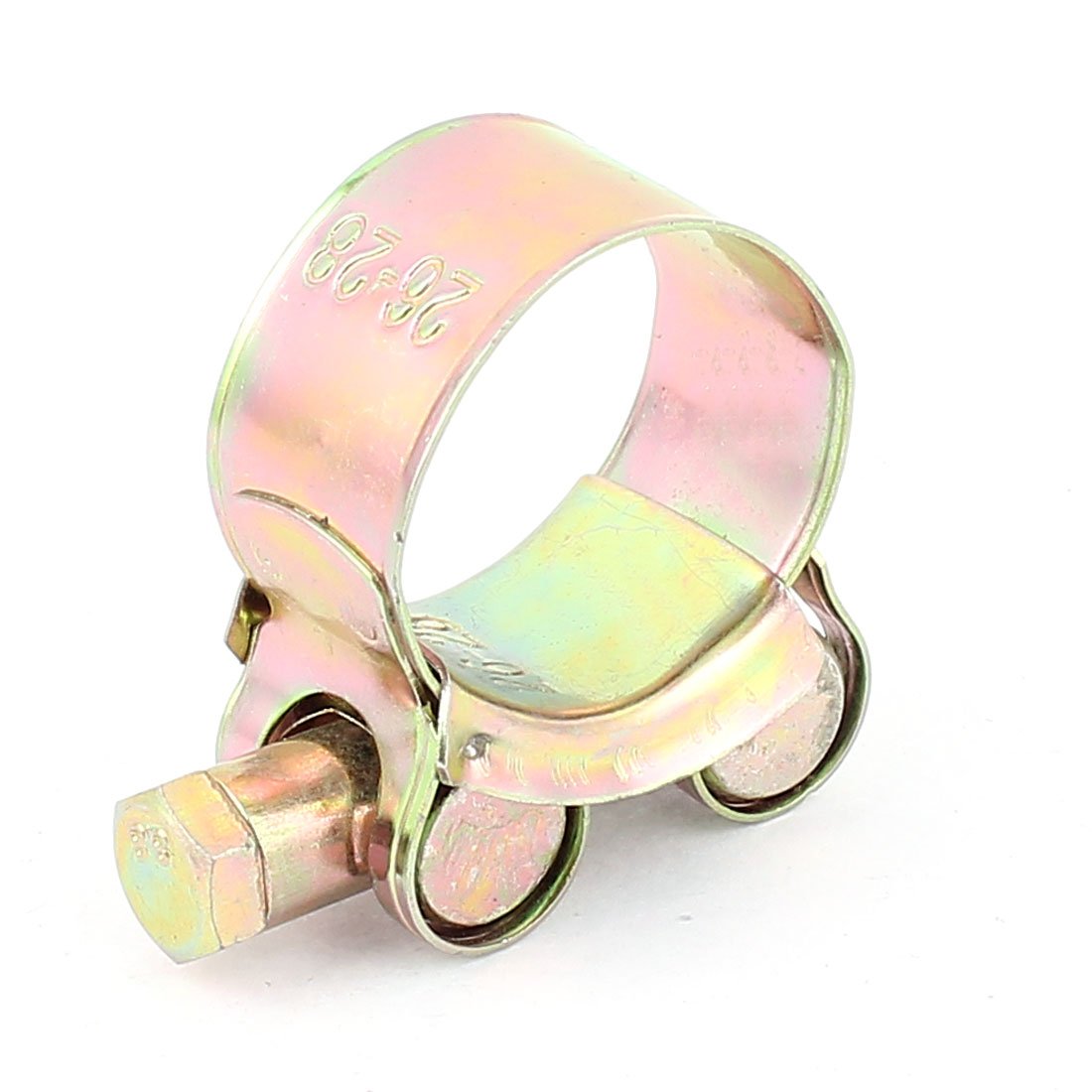 Aexit 26-28mm Range Clamps Adjustable Air Water Hose Clamp Clip Hoop Strap Clamps Brass Tone