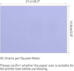 MECCANIXITY 50 Sheets Colored Copy Paper 8.3 Inch Printer Paper 80gsm Light Purple for Office Printing, Document Copying, Invitations, Forms, Art Projects